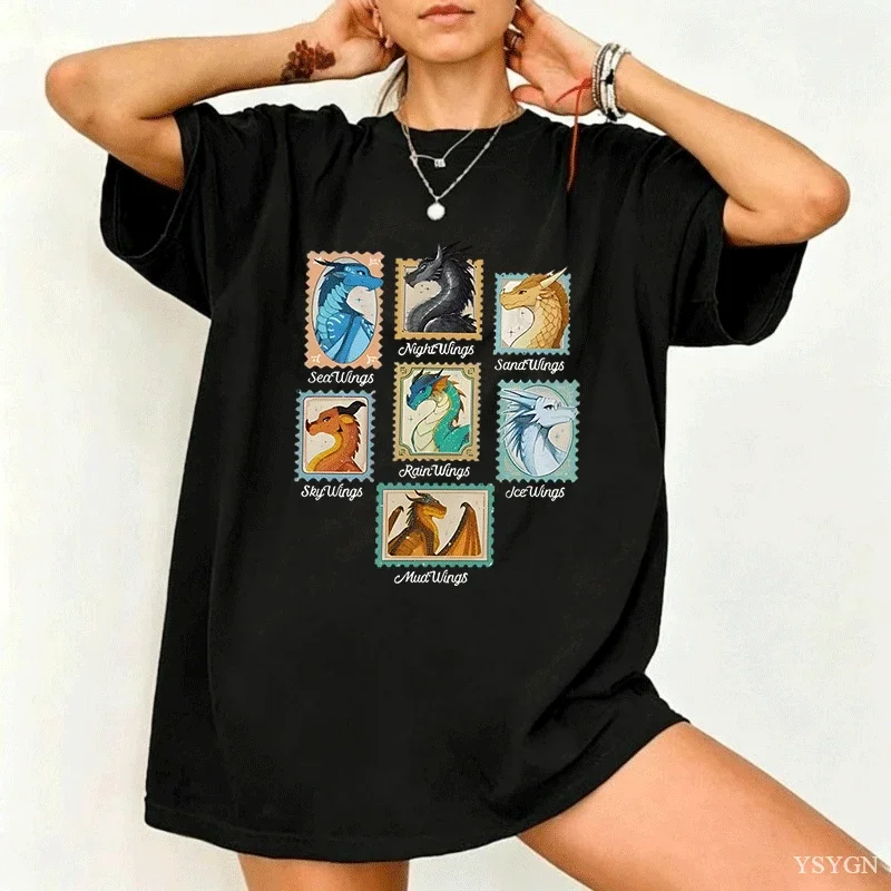Wings of Fire Dragons Tshirt Men Women Dragon Lover Graphic T Shirts Casual Round Neck Printed Short Sleeve T-shirt Unisex Tees