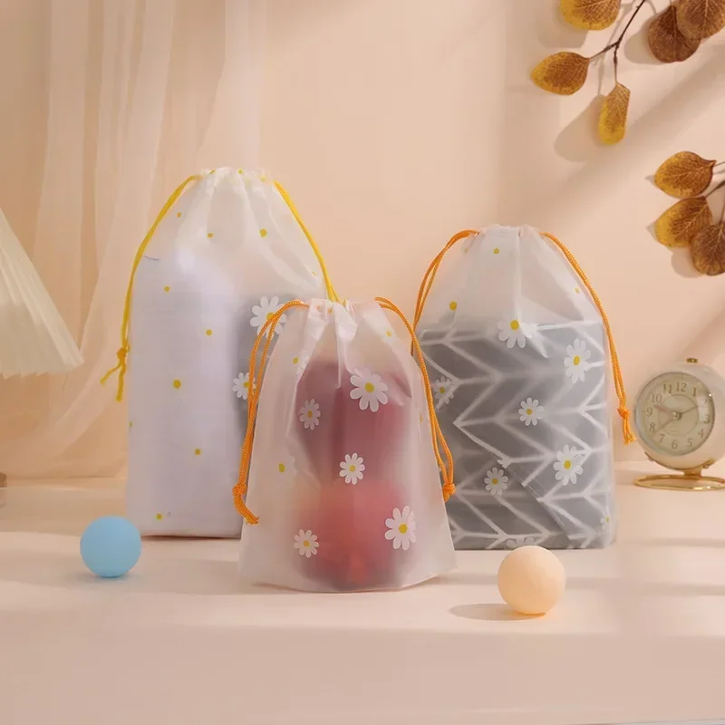 

Hot Sale Clear Waterproof Travel Makeup Bag Towel Sock Plastic Drawstring Storage Bag Bathroom Toiletries Cosmetic Organizer