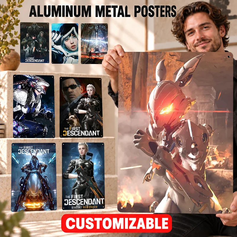 The First Descendant Game Aluminum Posters Personalized Metal Sign Science Fiction Combat Wall Art For Gaming Room Or Bedroom