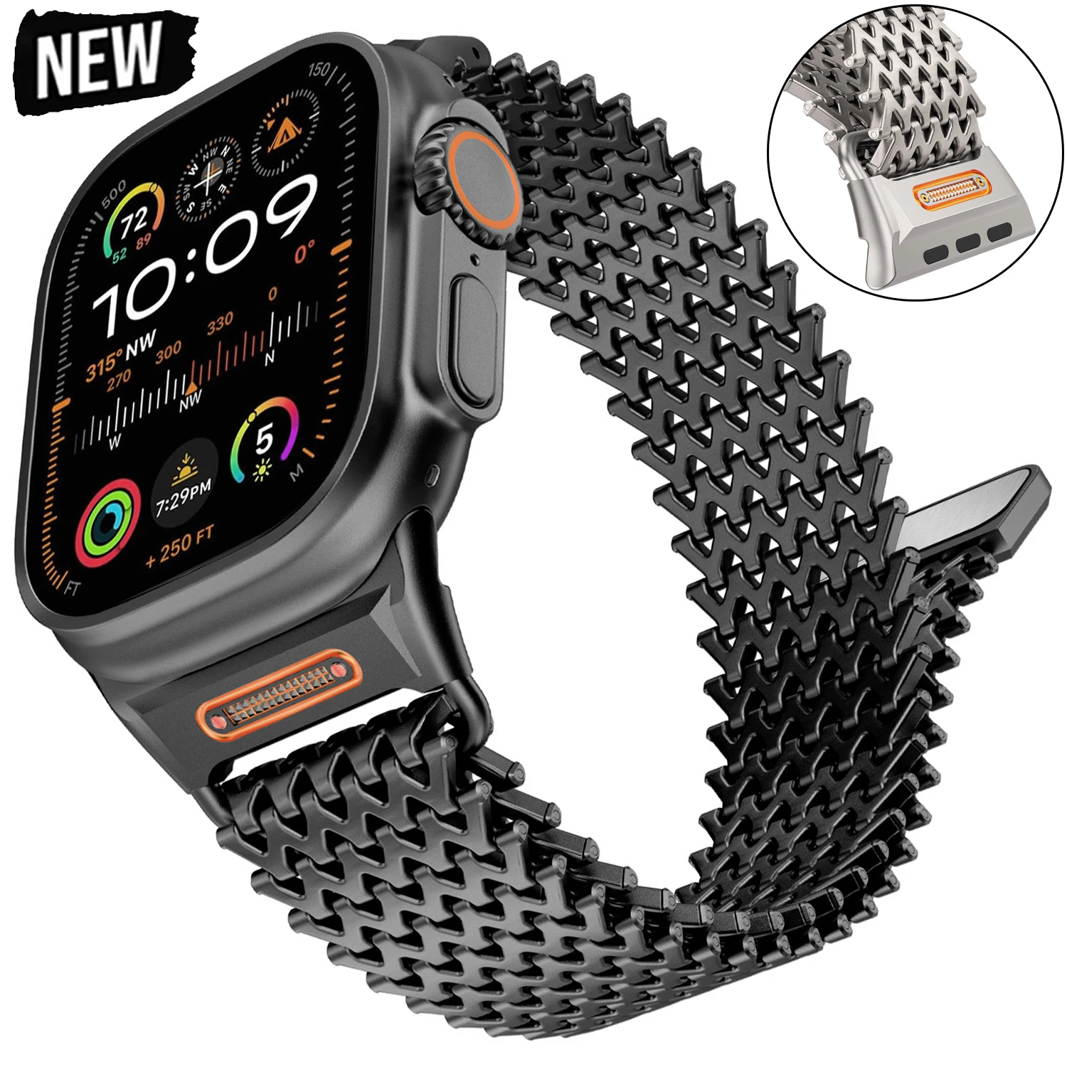 

Luxury Stainless Steel Strap for Apple Watch Band Ultra 49mm 46mm 45mm Titanium Color Magnetic Bracelet for IWatch 10 9 8 7 6 SE