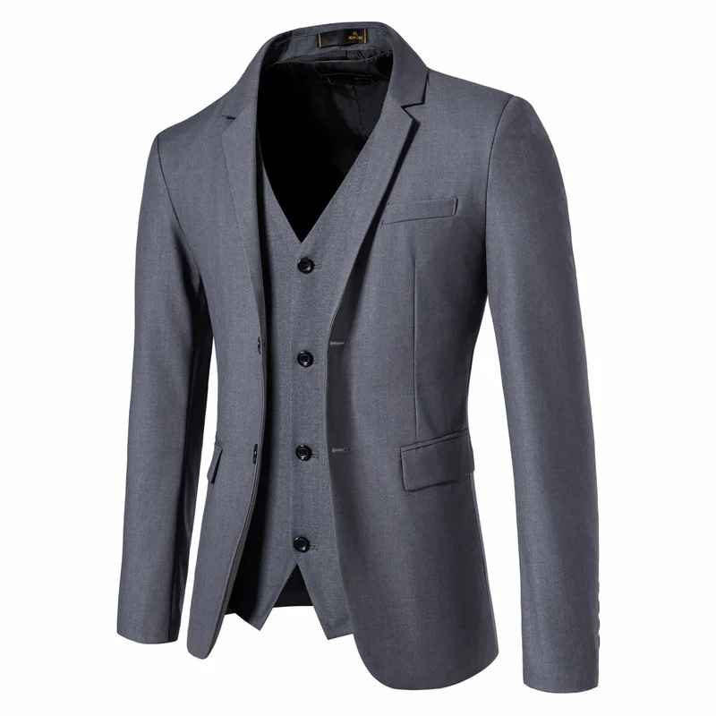 2024 Autumn Men's Fashion Casual Single Western Suit Men's Two Button Suit Vest Two-piece Set