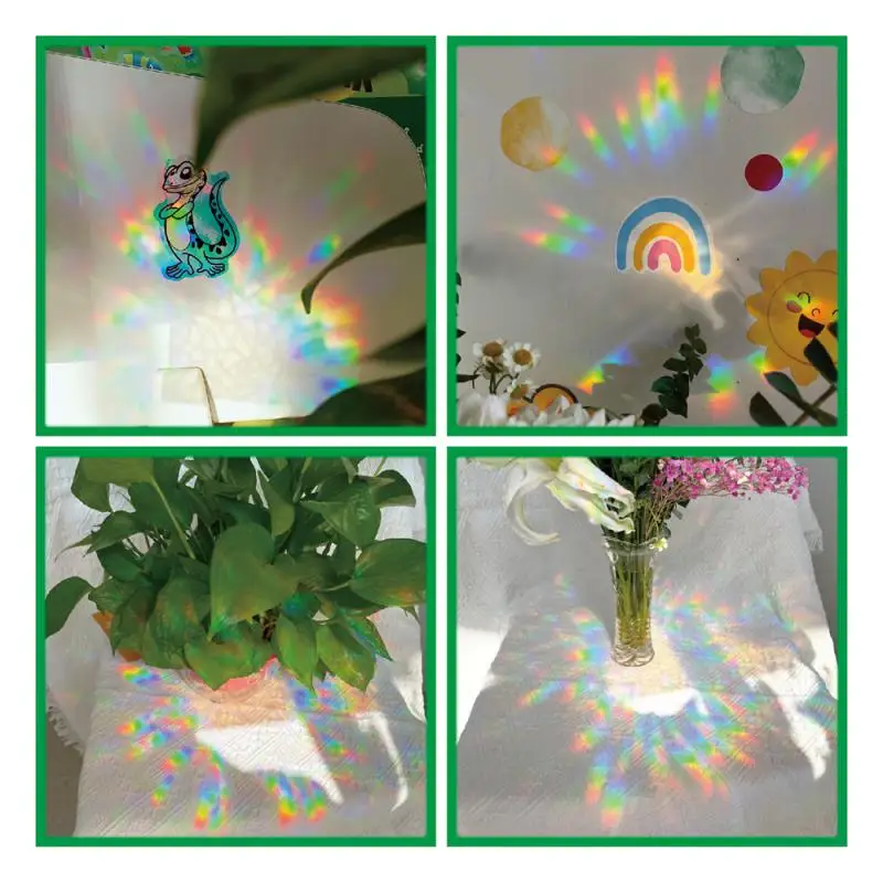 Sun Catcher PVC Self Adhesive Glass Window Stickers Cat Moth Energy Wallpaper Rainbow Prisms Sticker Sunlight Decals