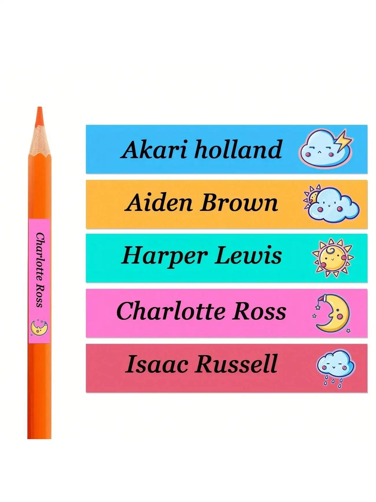 Custom Personalized Waterproof Labels for School Supplies Lunch Boxes Books Pencils Water Bottles Tooth - Name Stickers