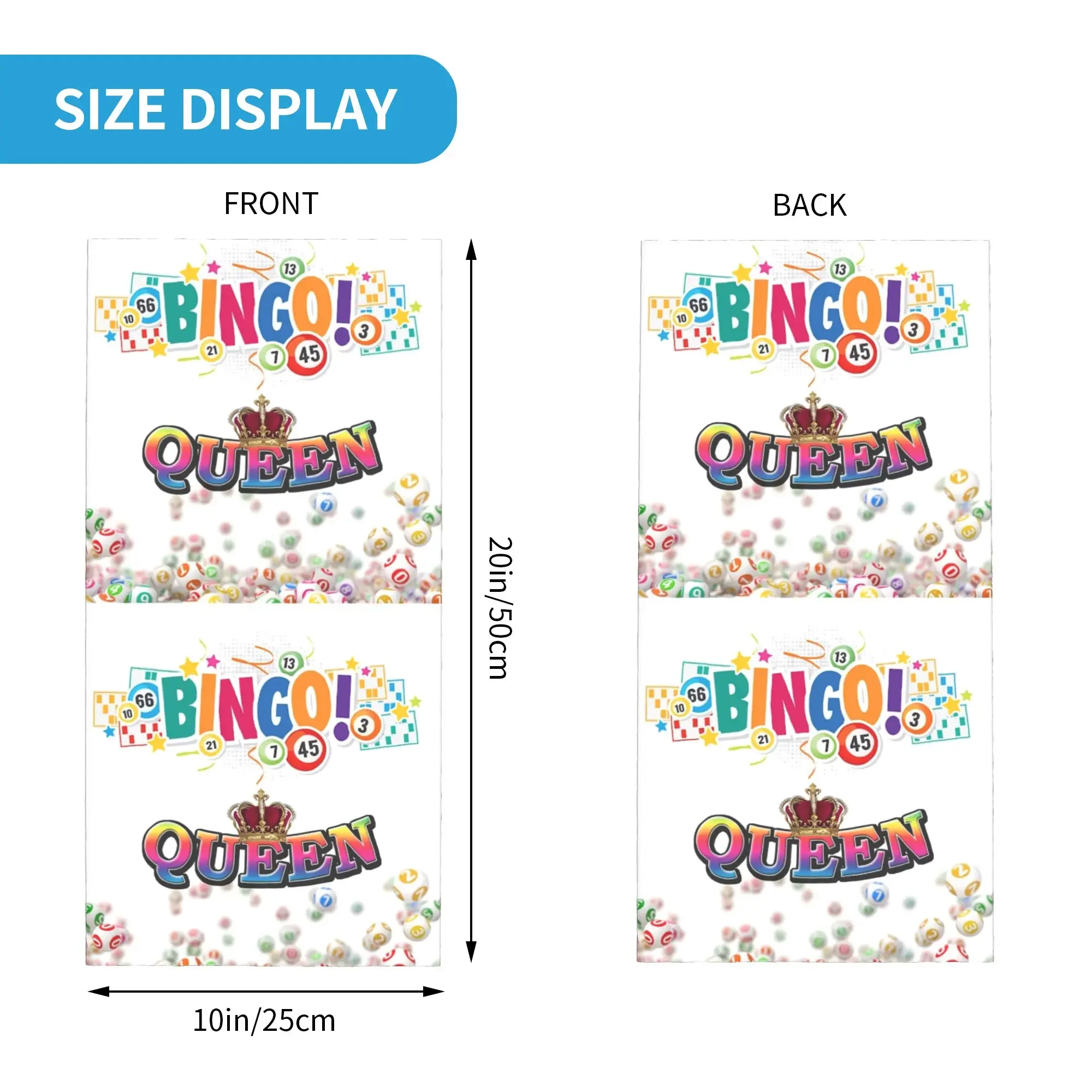 Bingo Queen Bandana Neck Gaiter for Hiking Running Women Men Wrap Scarf Paper Game Balaclava Warmer Face Scarf Cover