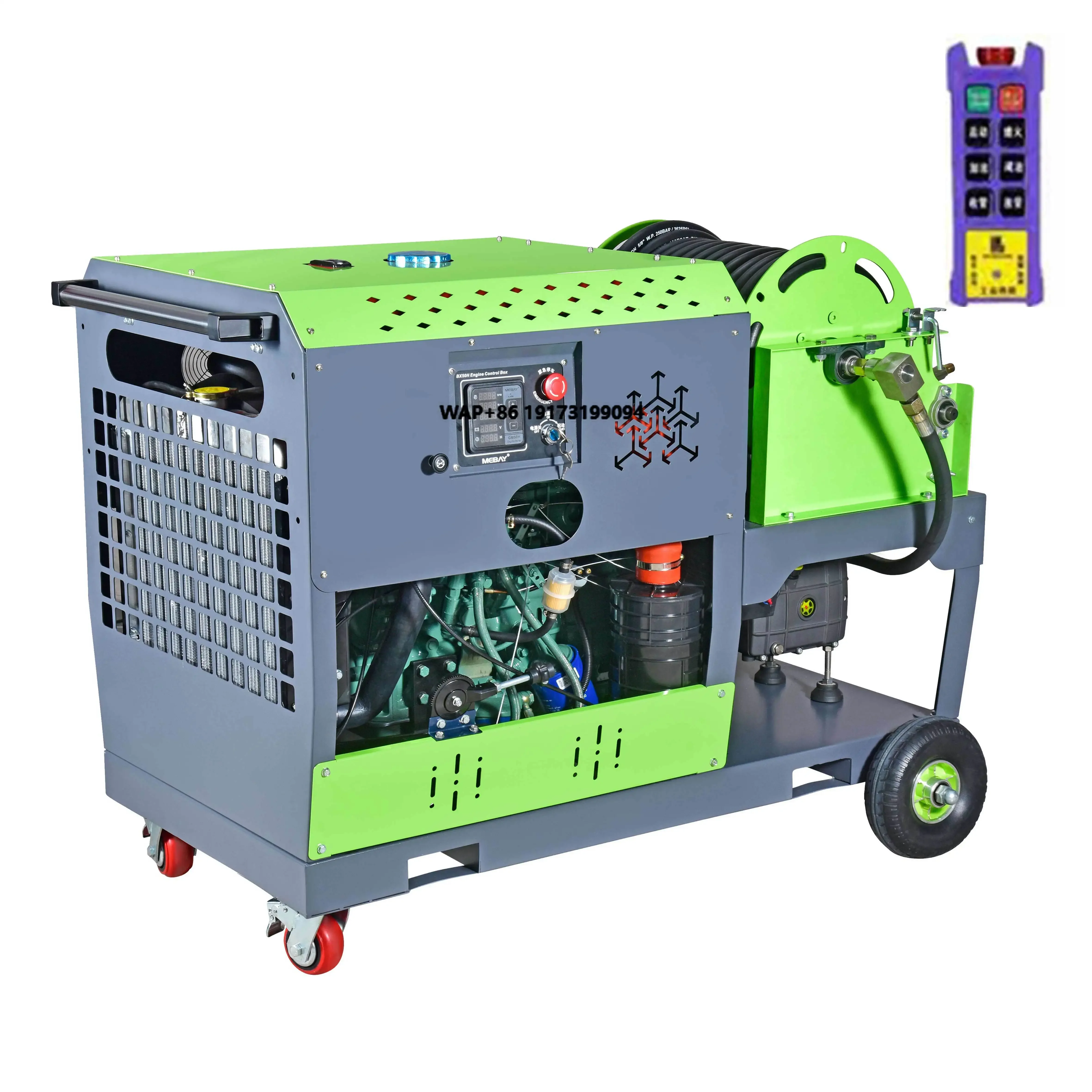 New 55HP Engine Heavy Duty High Pressure Sewer Cleaning Machine 180bar 115LPM Industrial Grade