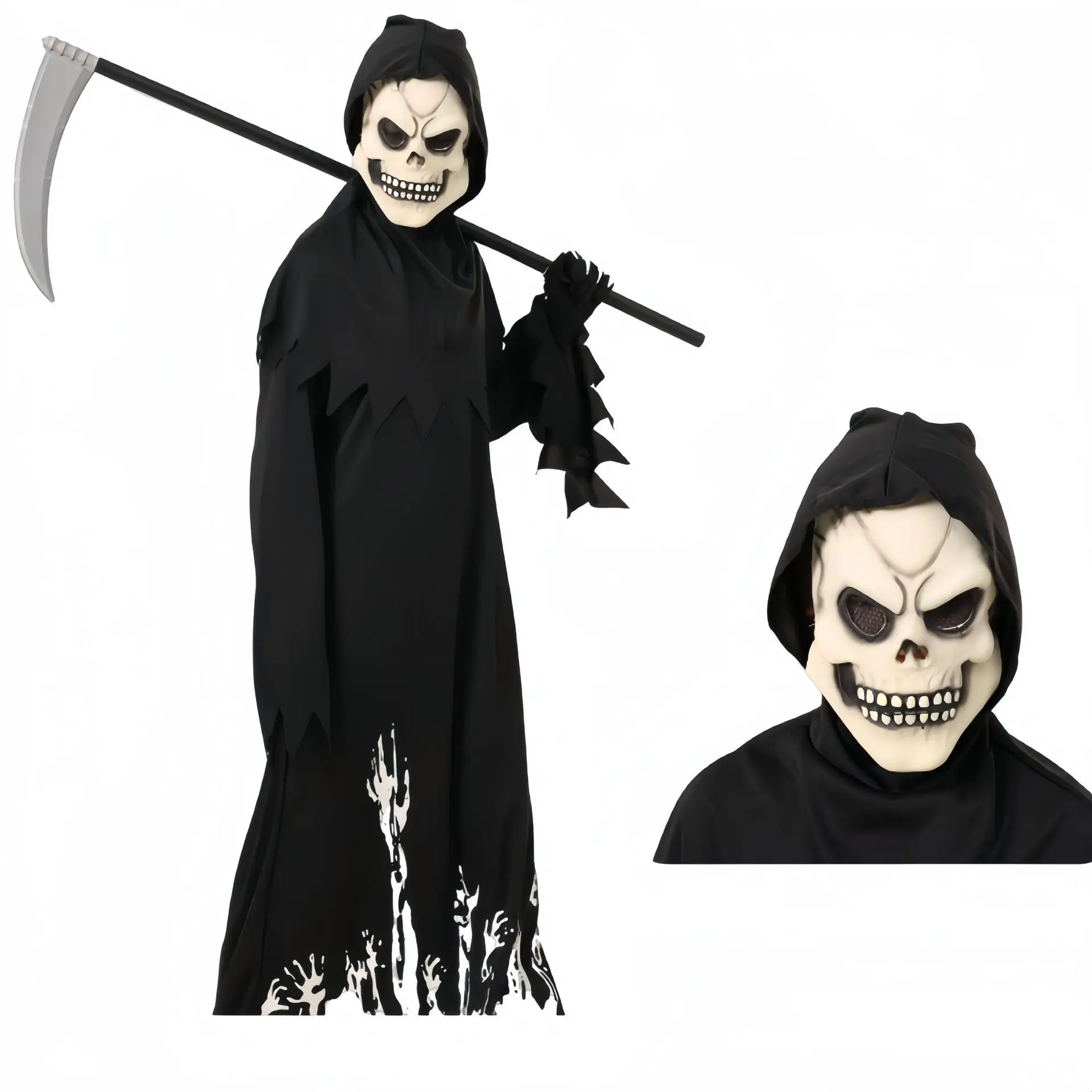 زي الهالوين التأثيري غريم ريبر زي جمجمة متوهجة أسود #2