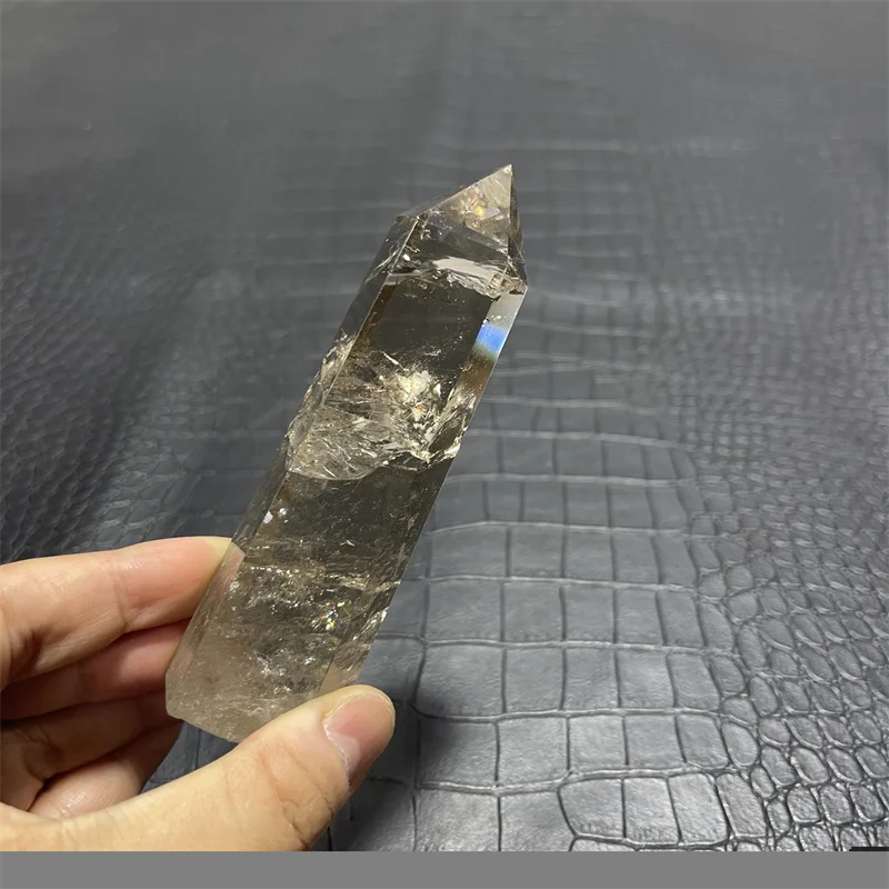 

156g High Quality Natural Polished Clear Smoky Quartz Point with Rainbow Crystal Tower For Decoration