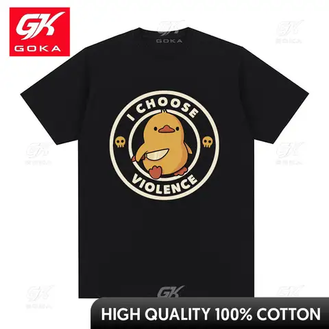 I Choose Violence T Shirt Funny Duck Humor Slogan Short Sleeve T-shirts Men Women 100% Cotton Loose Oversized T-shirt Streetwear