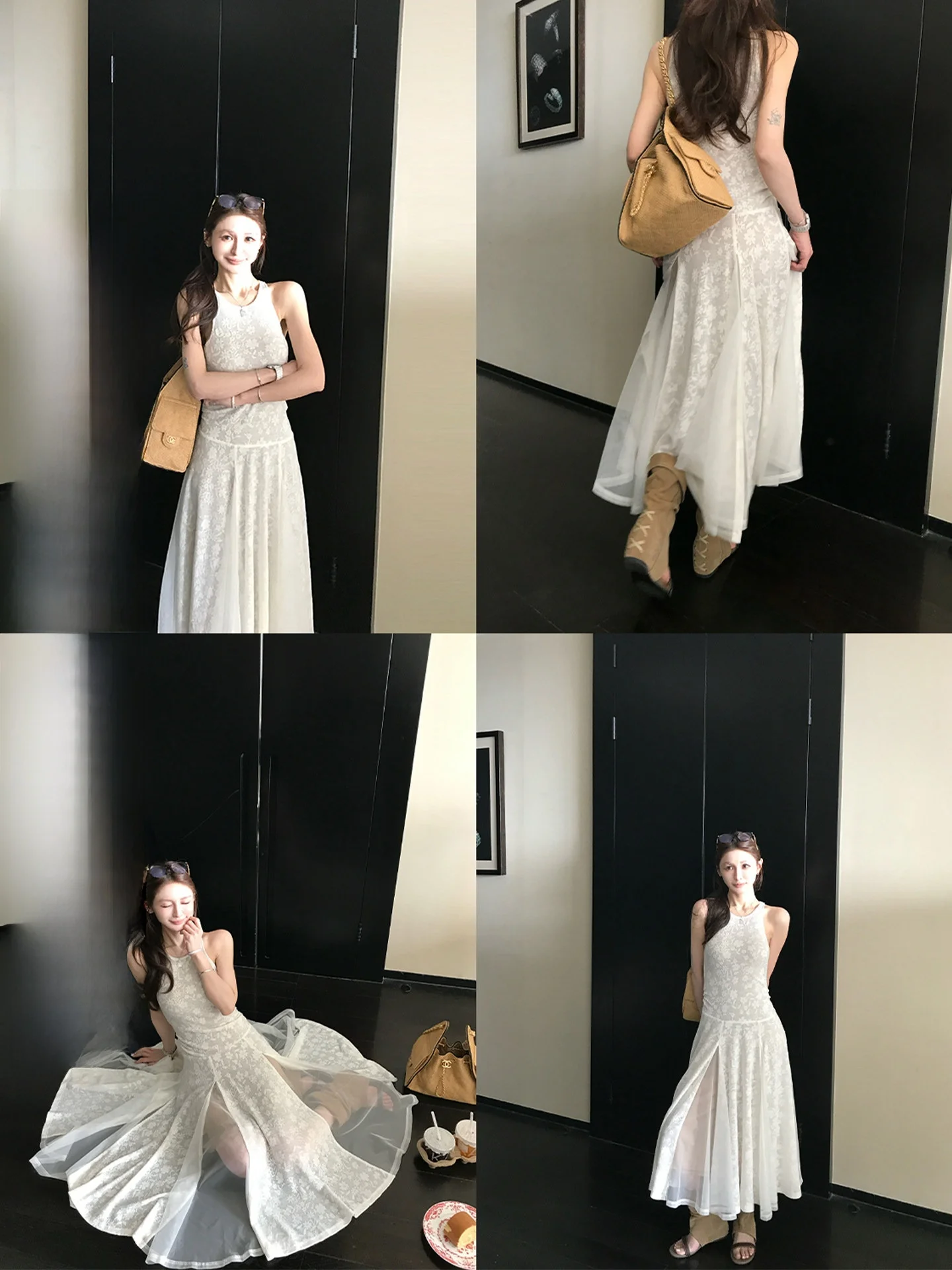 

Летнее платье из льняной смеси с эффектом прозрачности и романтической атмосферой, в стиле сказки, без рукавов, стандартный крой, магазин Skk.