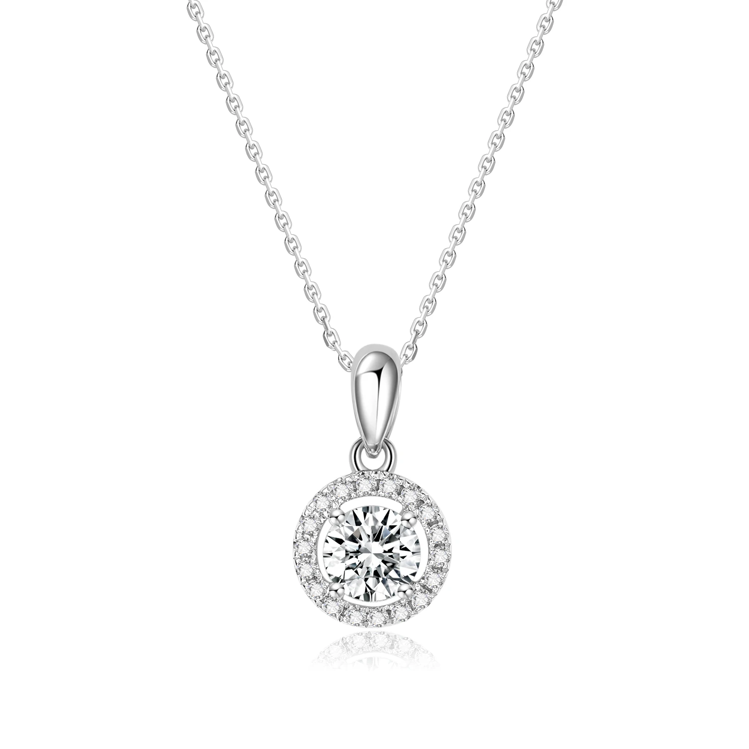 

0.2/0.3/0.5/1ct Lab Grow Diamonds Pendant Charming Elegant Round Hollow 18K White Gold Diamond Necklace Pendant