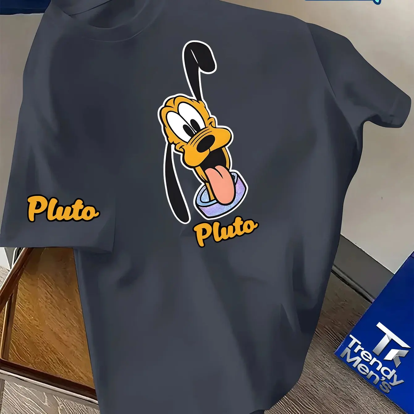 تي شيرت رجالي بنمط ديزني بلوتو للترفيه اليومي والأنشطة المخصصة للجنسين من القطن بأكمام قصيرة ملابس خروج كبيرة الحجم #3