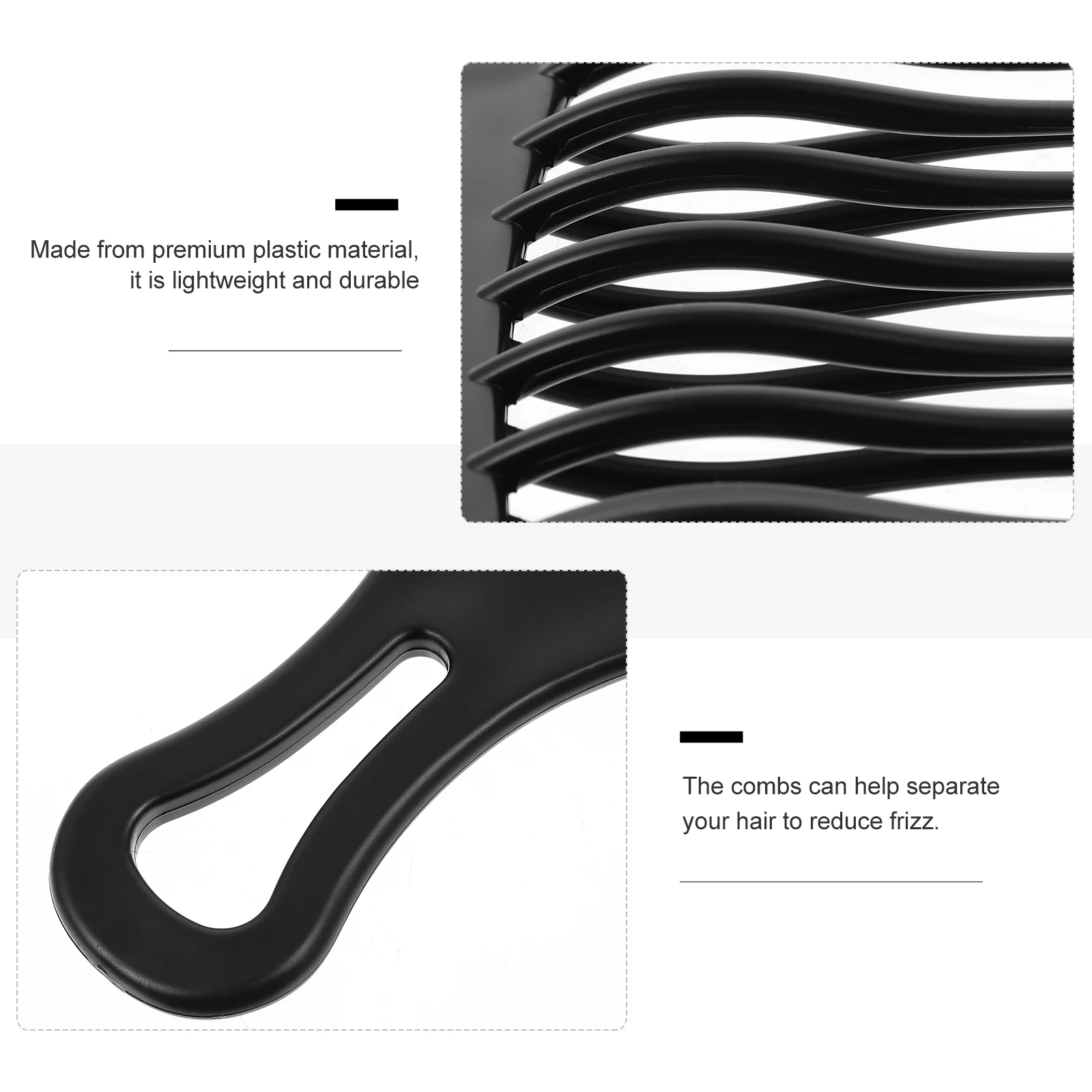 

4pcs Hair Wide Tooth Plastic Comb For Frizz Reduction Smooth Finish Durable Odorless Salon Travel Use Rake Comb