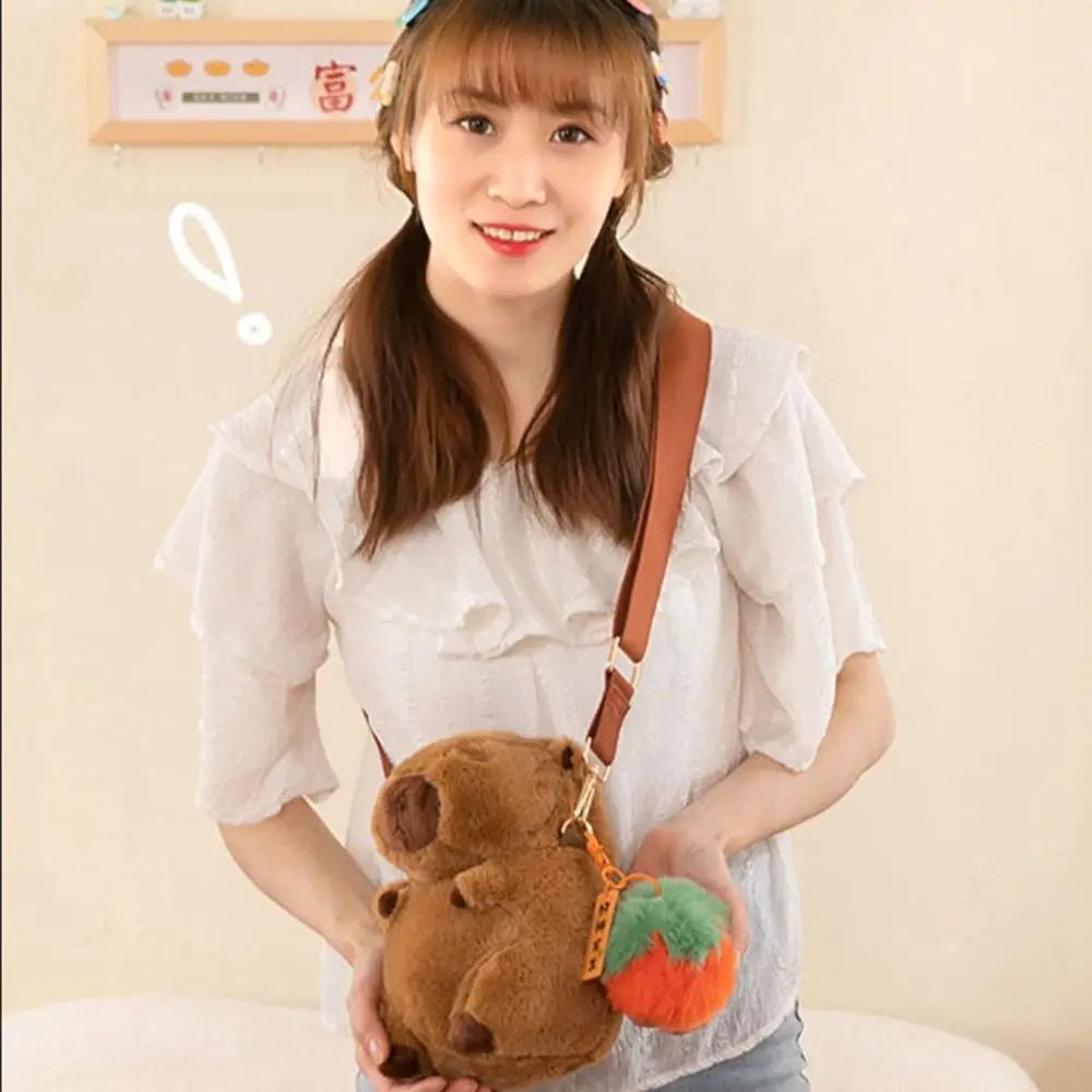 Peluche Capybara Capybara sac à dos en peluche Animal dessin animé grande capacité Capybara sac à bandoulière grande capacité en peluche