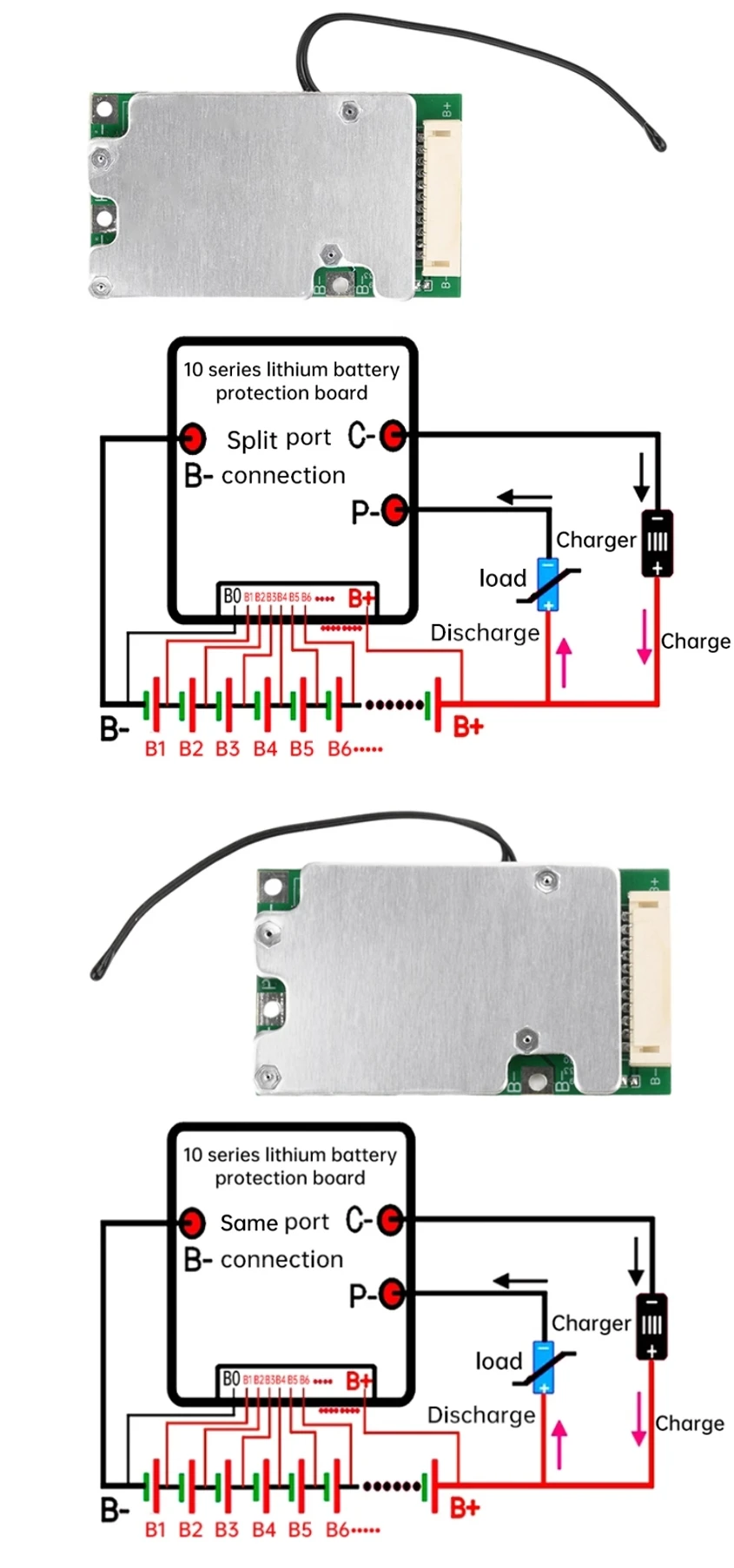 10S 36V 30A BMS 18650 Lithium-Batterie-Schutzplatine mit Temperaturkontrolle und gleichem Split-Port für E-Bike-Scooter – Detail 1
