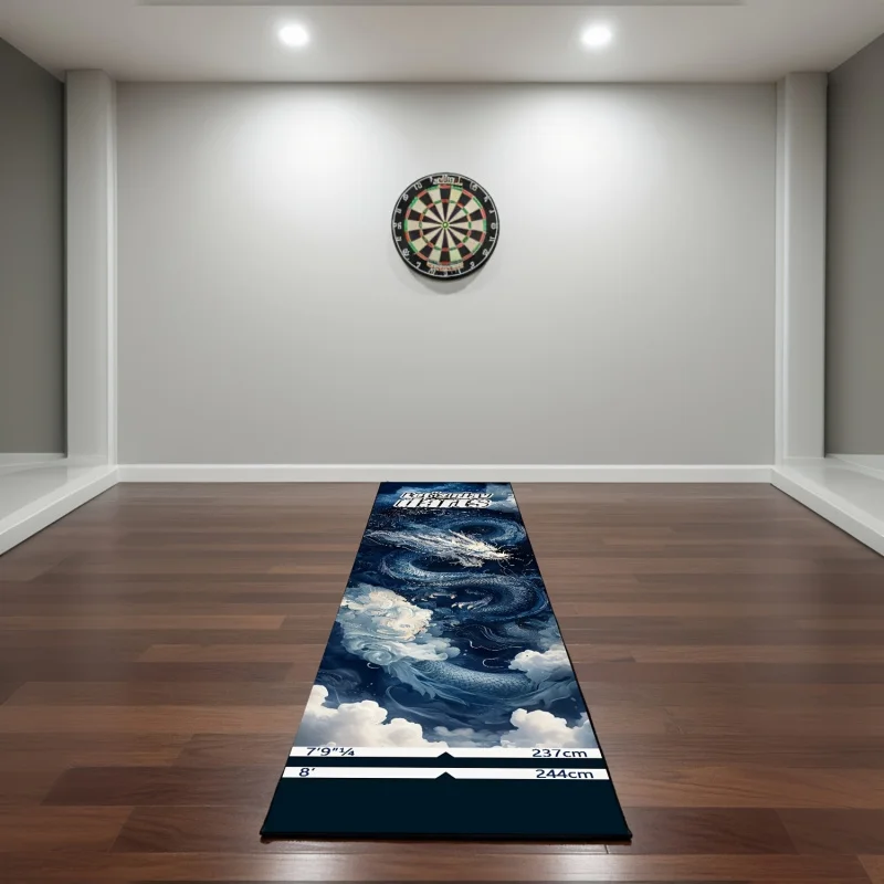 VIKAMA Chinese Dragon Dart Mat with Throw Line Markings Non Slip Wear Resistant Runner Carpet for Dart Room Game Room Home Decor