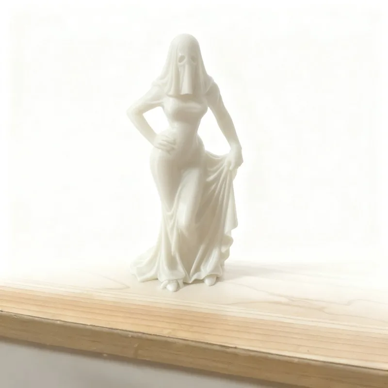 Cute Ghost Girl Figure Holding Skirt Adorable Desk Companion for Home Office, Perfect Gift Shelf Decor,Multiple Colors Available
