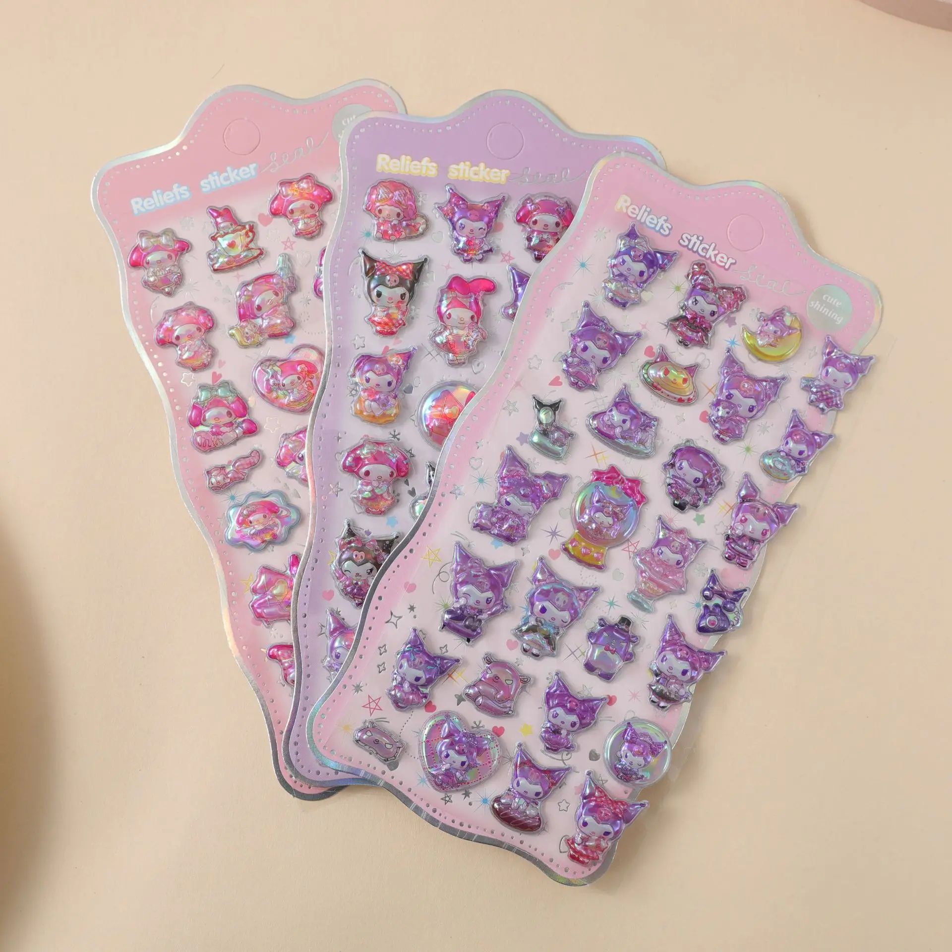 

30 шт. популярных мультяшных цветных наклеек с капибарами, Куроми, Мелоди, 3D-рельефные радужные наклейки, наклейки для блокнотов с героями мультфильмов Elf Sky Group