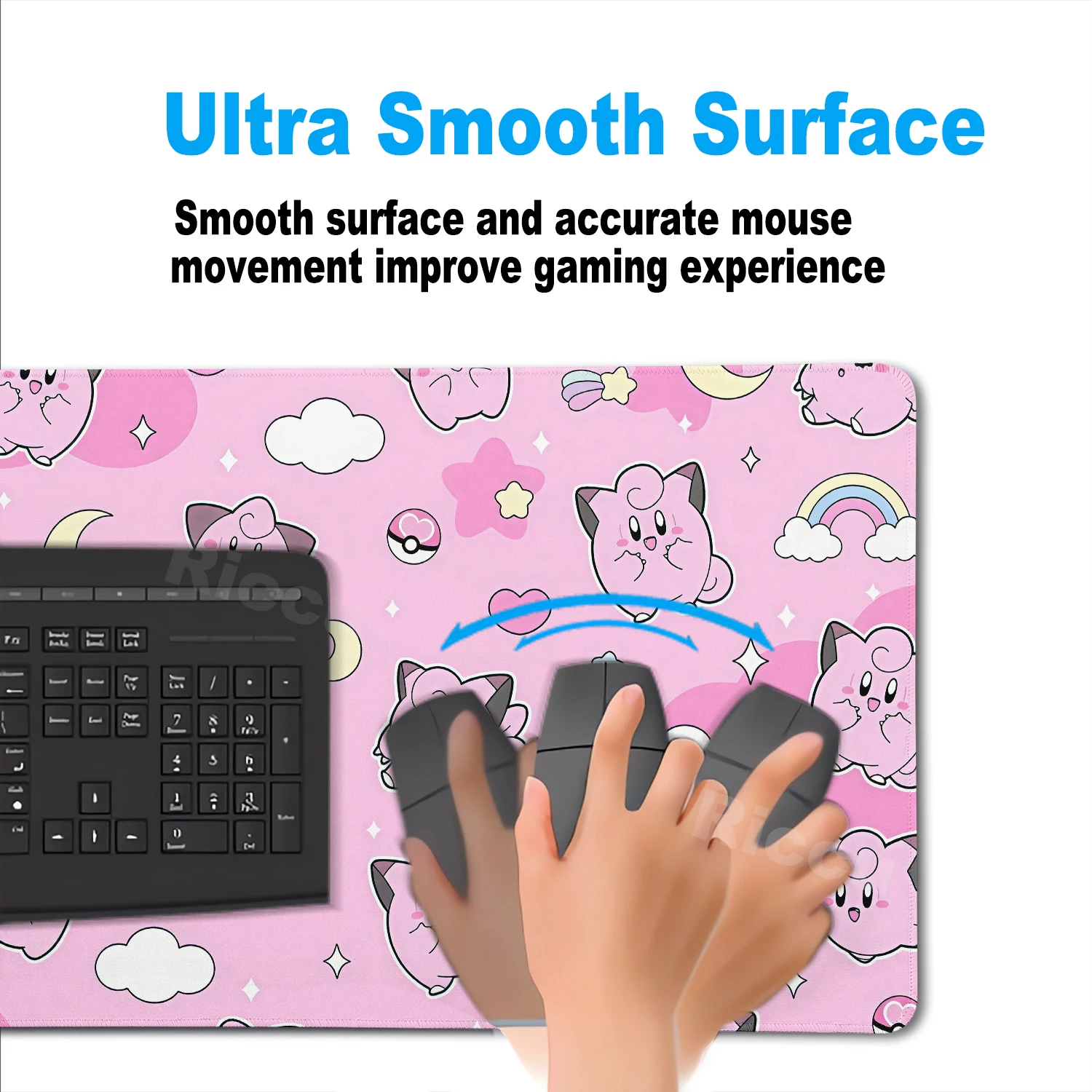 Podkładka pod mysz Kawaii Jigglypuff Duża Gamer XXL Podkładka na biurko pod klawiaturę i mysz Dywanik Clefairy Gumowa Tapis Souris Gaming P-Pokemon Mousepad — zdjęcie produktu 6