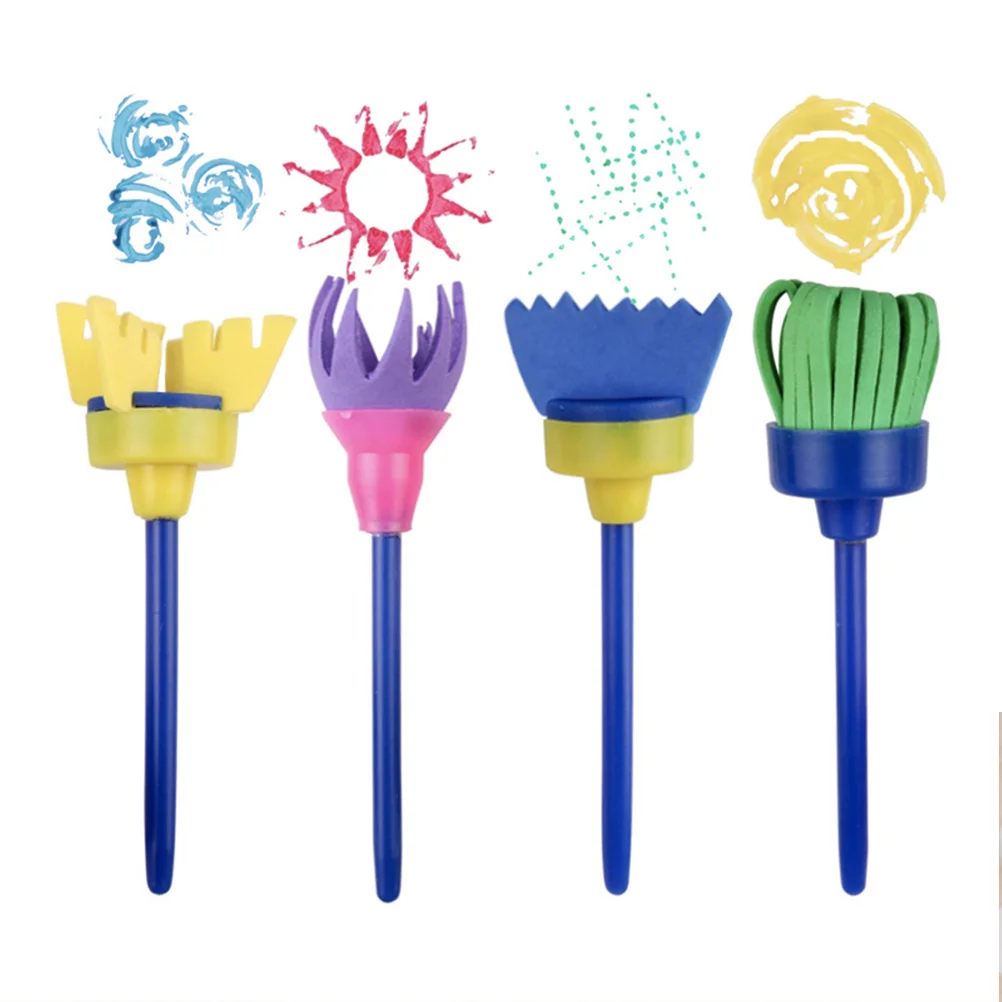 16pcs in 1 Set DIY Painted Sponge and Seal Set Colorful Baby Early Educational Broom Head Painting Supplies Graffiti Dra