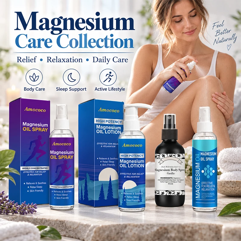 Muti-Pcs Magnesium Oil Spray and Body Lotion Set Topical Magnesium Chloride for Muscle Relaxation Sleep Support Daily Skin Care Fast Absorbing Soothing Body Care Kit
