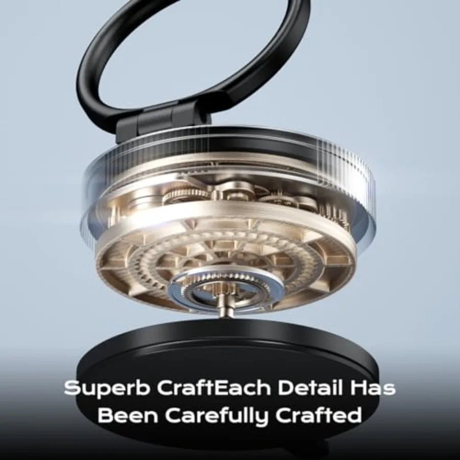 360度回転調整可能なマグネット式車載スマホホルダー、強力な吸盤ベースと折りたたみ式デザインで車内や化粧ルーティンに最適