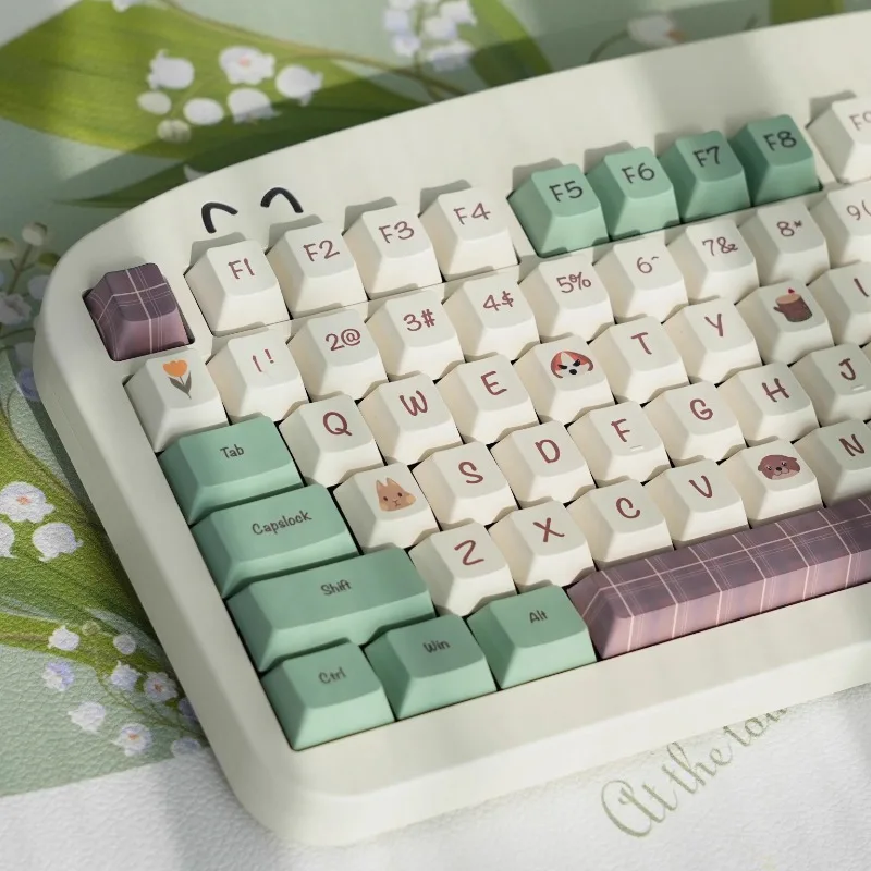 

Forest Corner Theme Keycap Set Original profile 143 Keys PBT Dye Sublimation Cute Mechanical Keyboard Fits Hi75/Rainy75 Keycaps