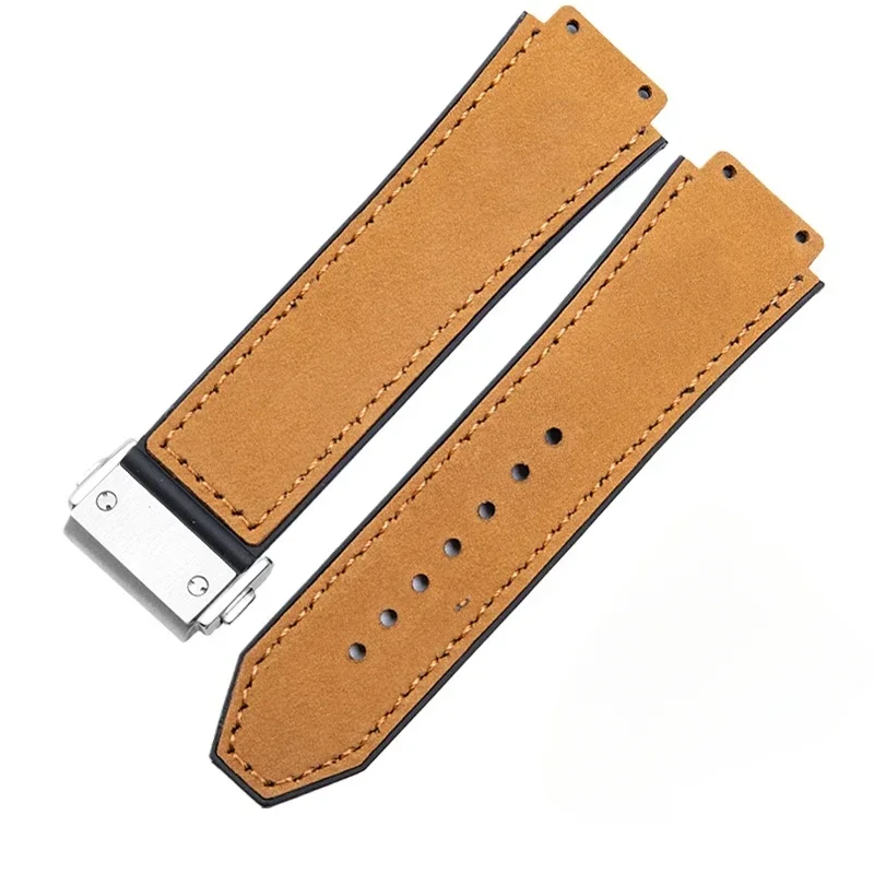 For Hublot Yubo Hublot Soft Comfort Watch Strap Male Fusion Big Bang Convex Screw Leather Accessories Clasp 26X19mm Rubber