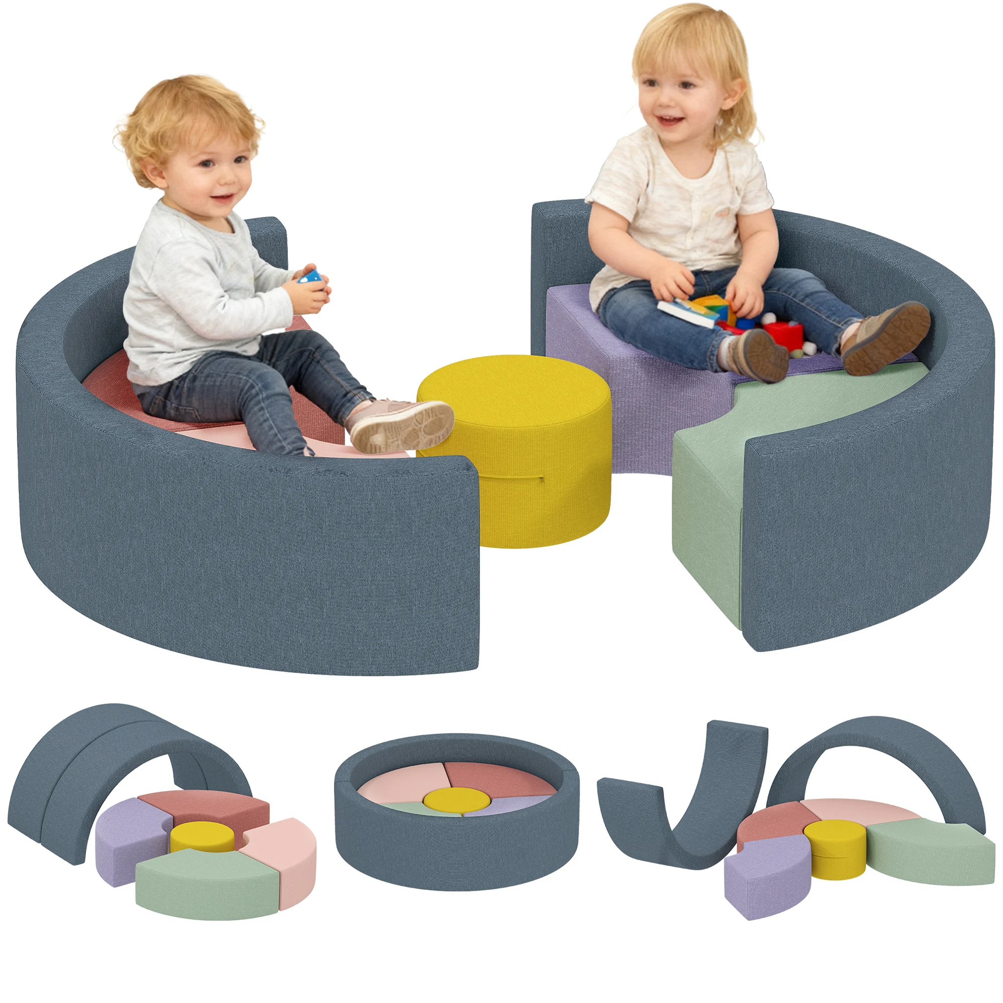 7 stuks Ayaplay mousse babybakje, baby-afdekking-wasbaar, educatief speelgoed voor kruipen, kleuters, veelkleurig