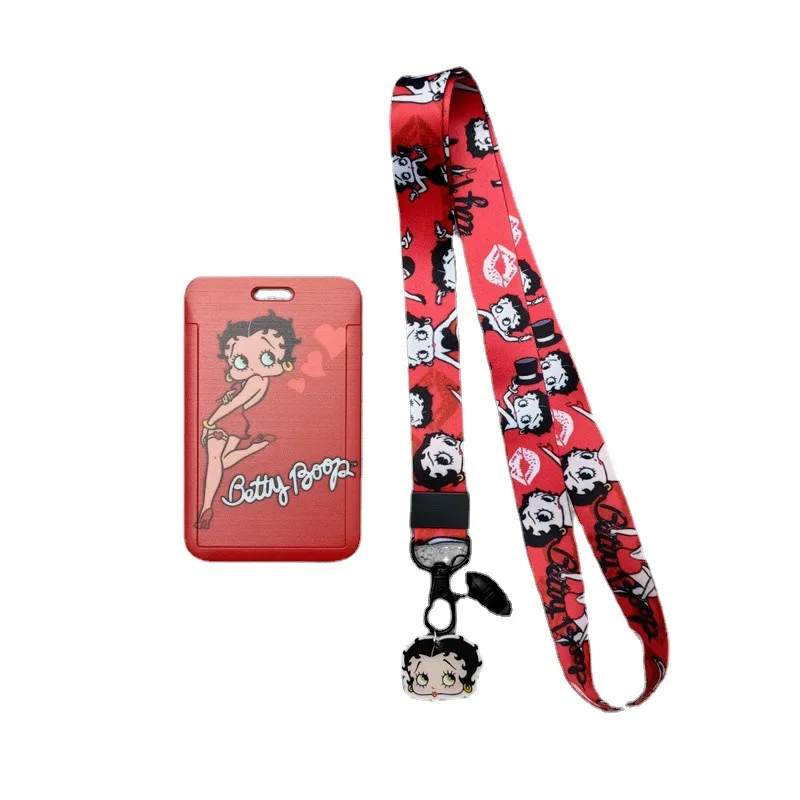 Betty Boop series anime bus card holder, campus meal card, work ID card, cartoon girl school ID badge, slide cover with lanyard - view 6