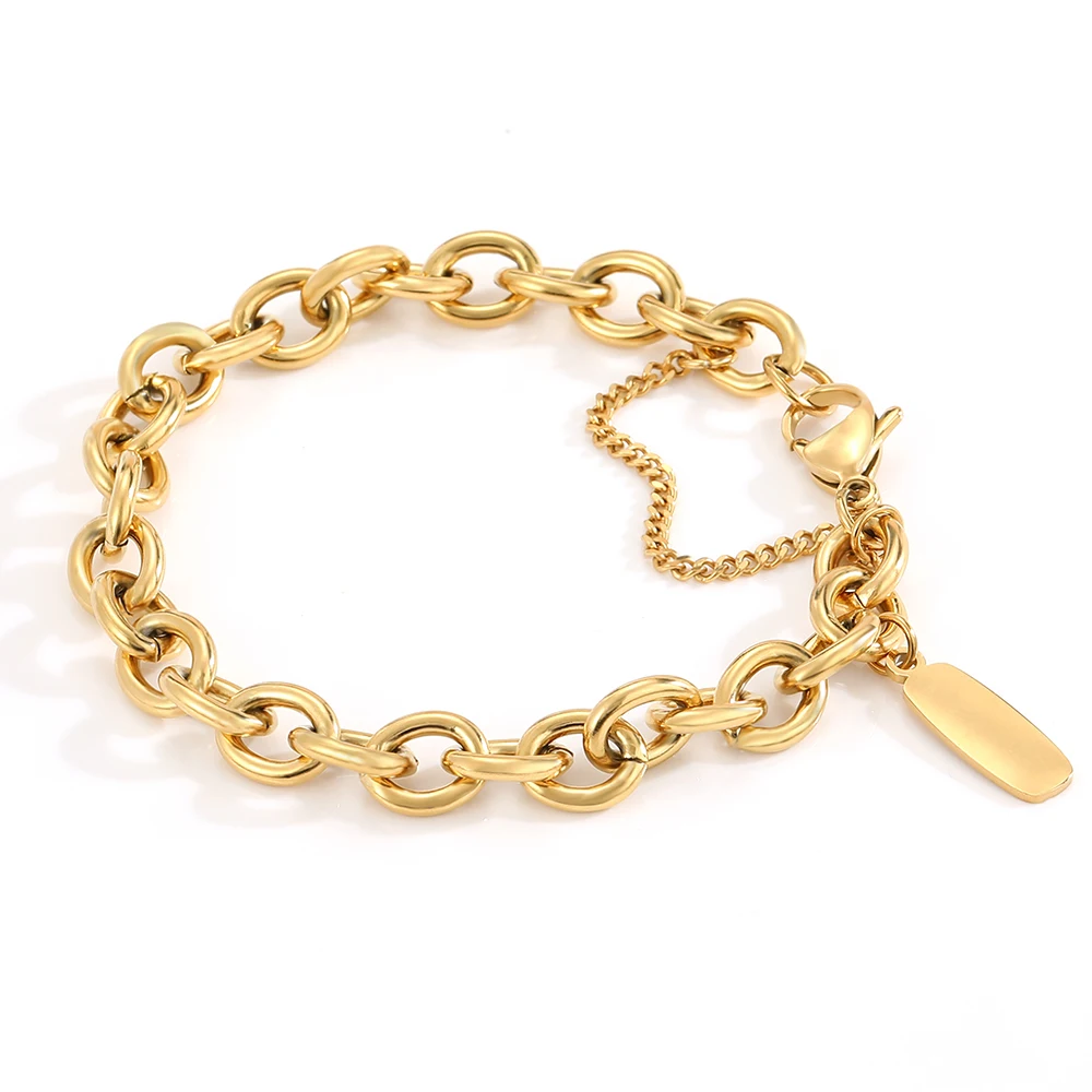 eManco  Handmade Chain Fashion Jewelry  Punk Stainless Steel Chain BraceletWomen Gift Wedding Bracelet Birthday Party Wholesale
