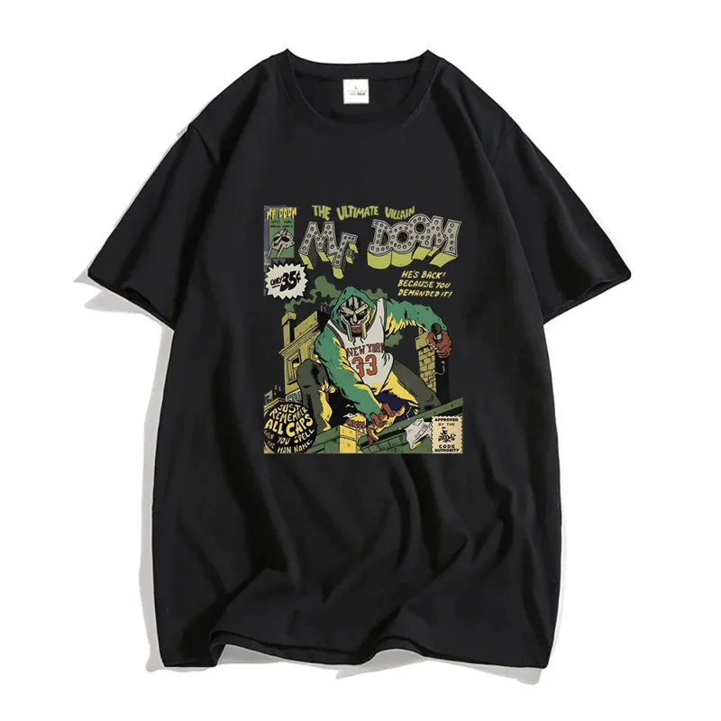 MF DOOM a blusa MASKED para homens, camisa fofa casual americana 100% algodão, camiseta de anime masculina