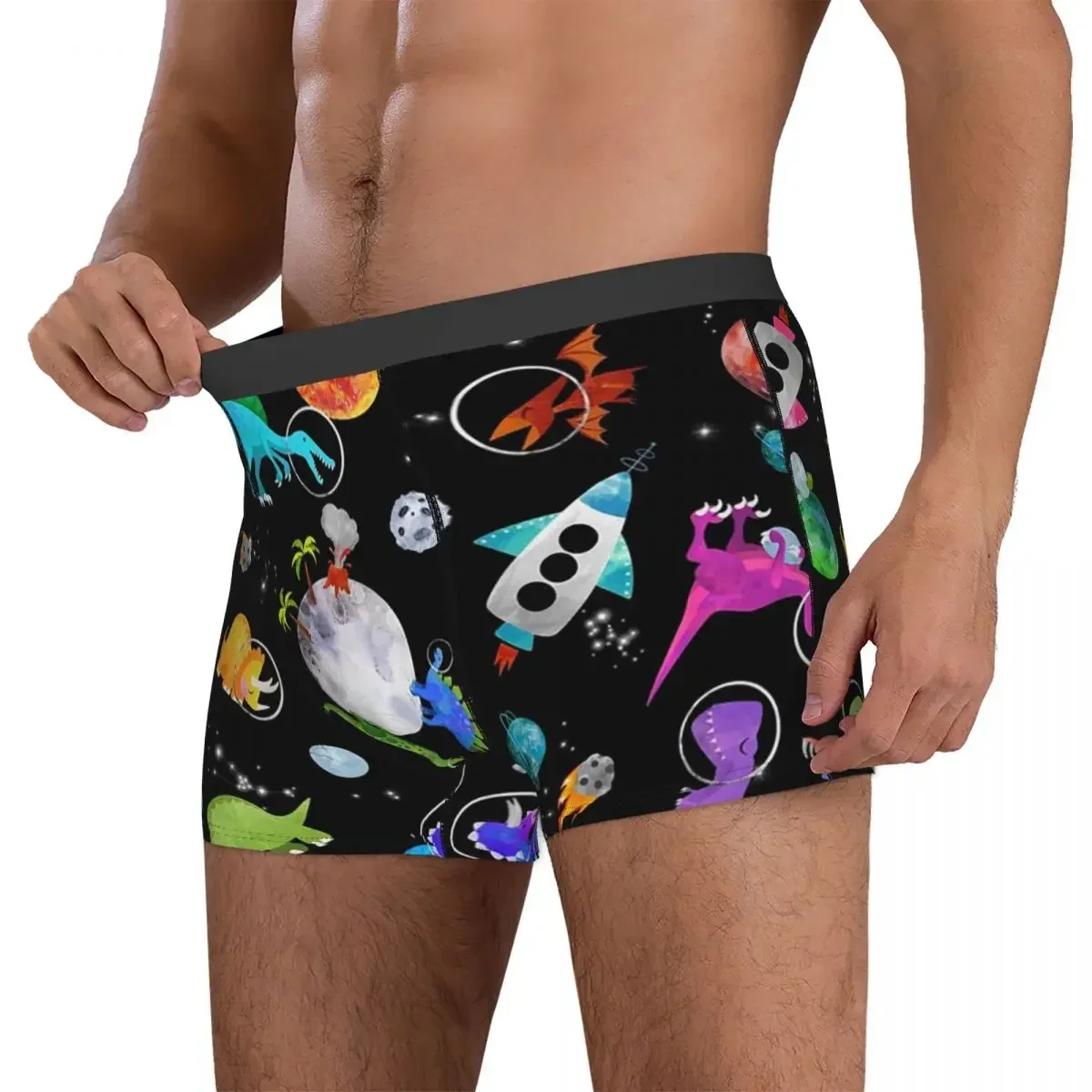 Boxer Underpants Shorts Dinosaur Astronauts In Outer Space Panties Men Comfortable Underwear for Homme Man Boyfriend Gifts