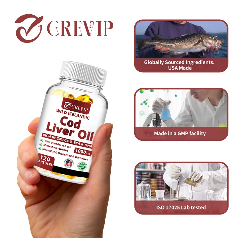 Icelandic Cod Liver Oil Softgels - with Vitamins D3 and A for Heart, Joint, Brain and Immune Support