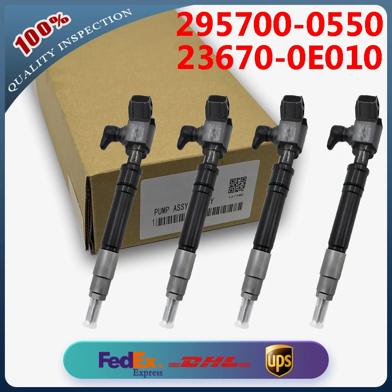 

4PCS Fuel Injector 295700-0550 23670-0E010 295700-0160 23670-0E020 for Toyota Hilux Revo Truck SUV Fortuner Land Cruiser 1GD-FTV