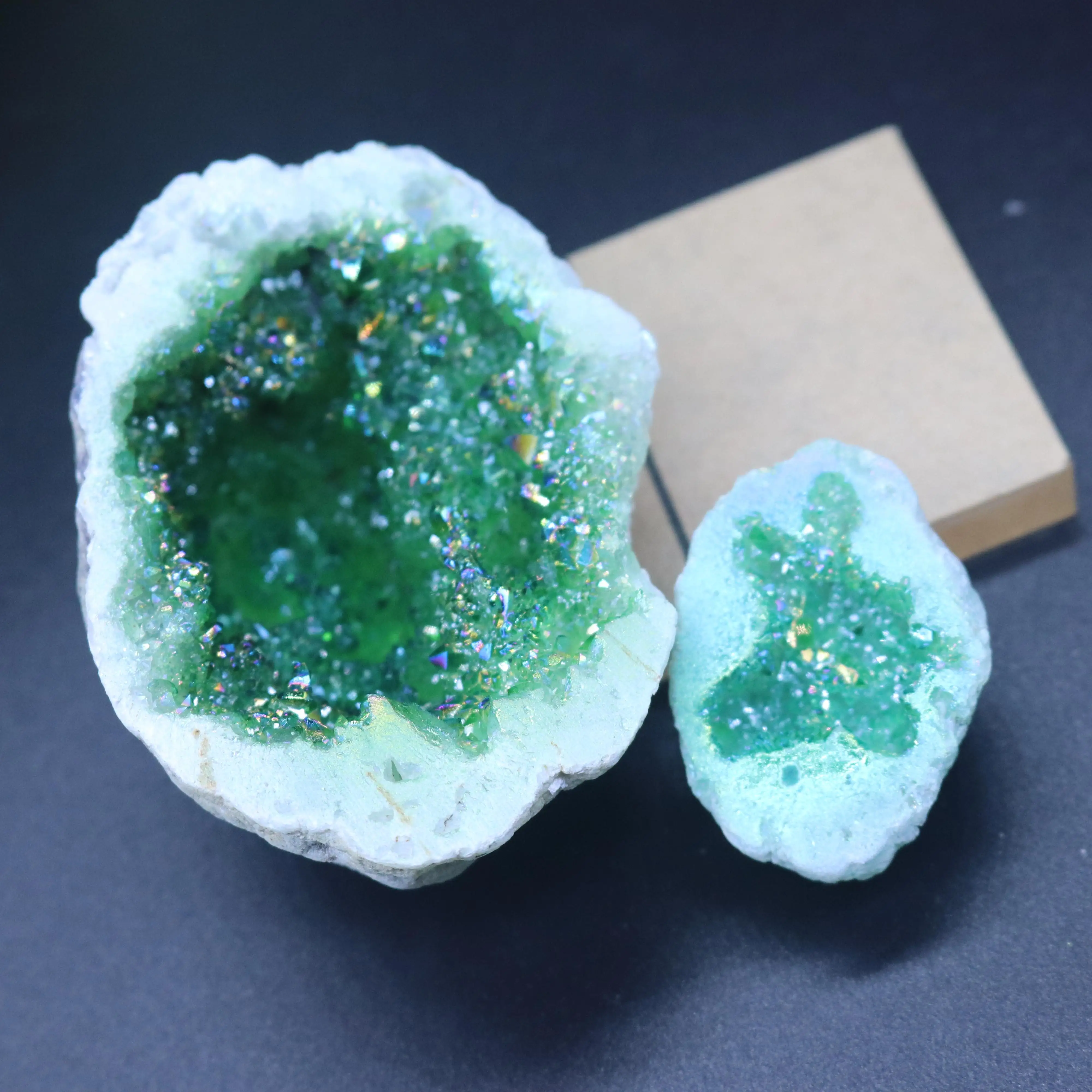 1PC Natural Agate Plated/Electroplated Cornucopia Crystal Cave Raw Stone Bare Stone Display Mineral Specimen Decoration Fortune