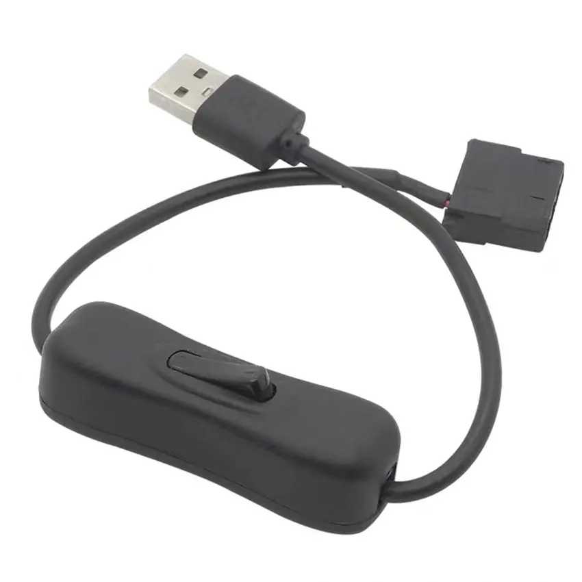 USB para 4 Pin Molex com Switch, PC Fan Cabo Conector, Cabo de 12V a 5V, 30cm