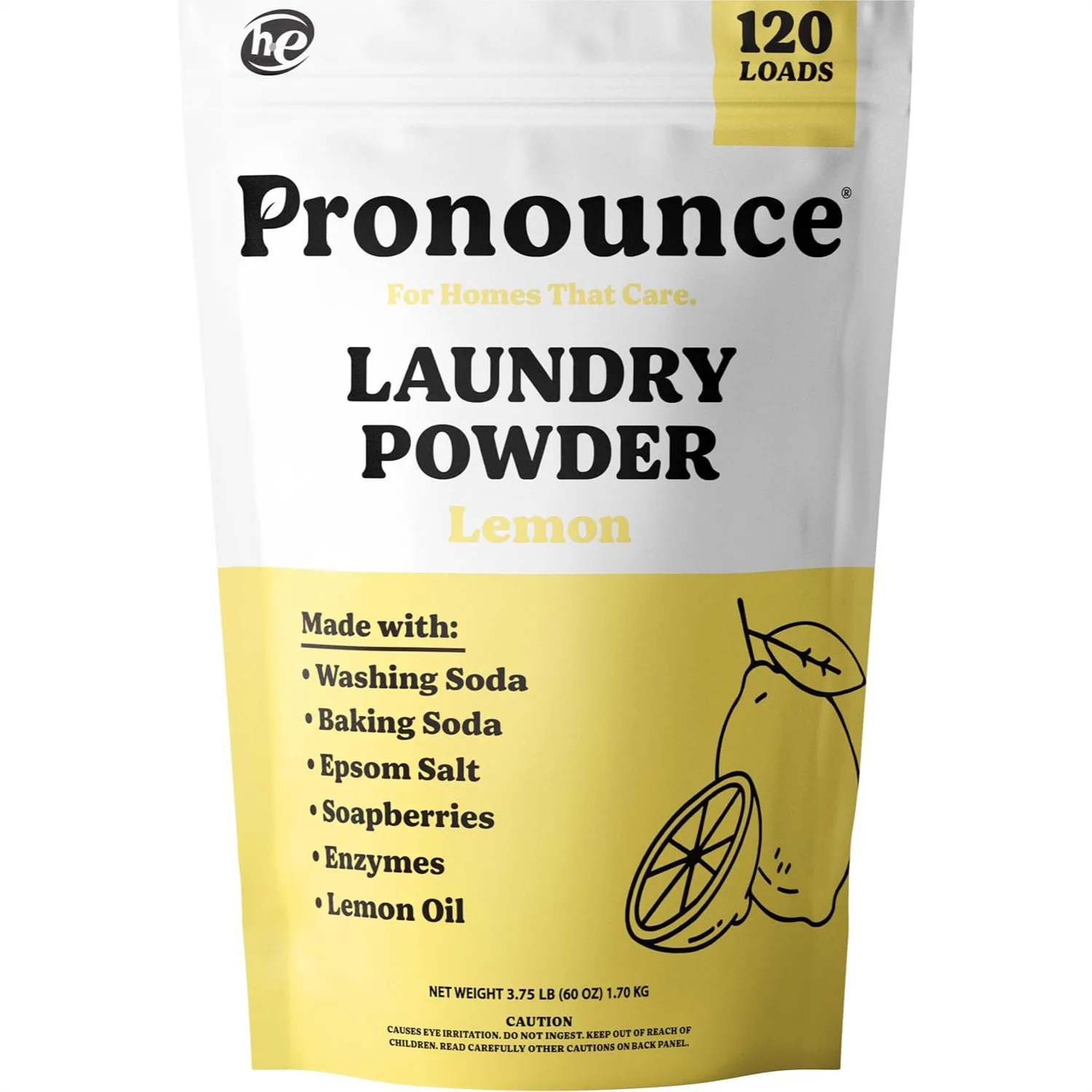 

Laundry Detergent Powder Alternative for Sensitive Skin, Stain and Smell Fighting with Essential Oils, HE Safe, 120 Loads