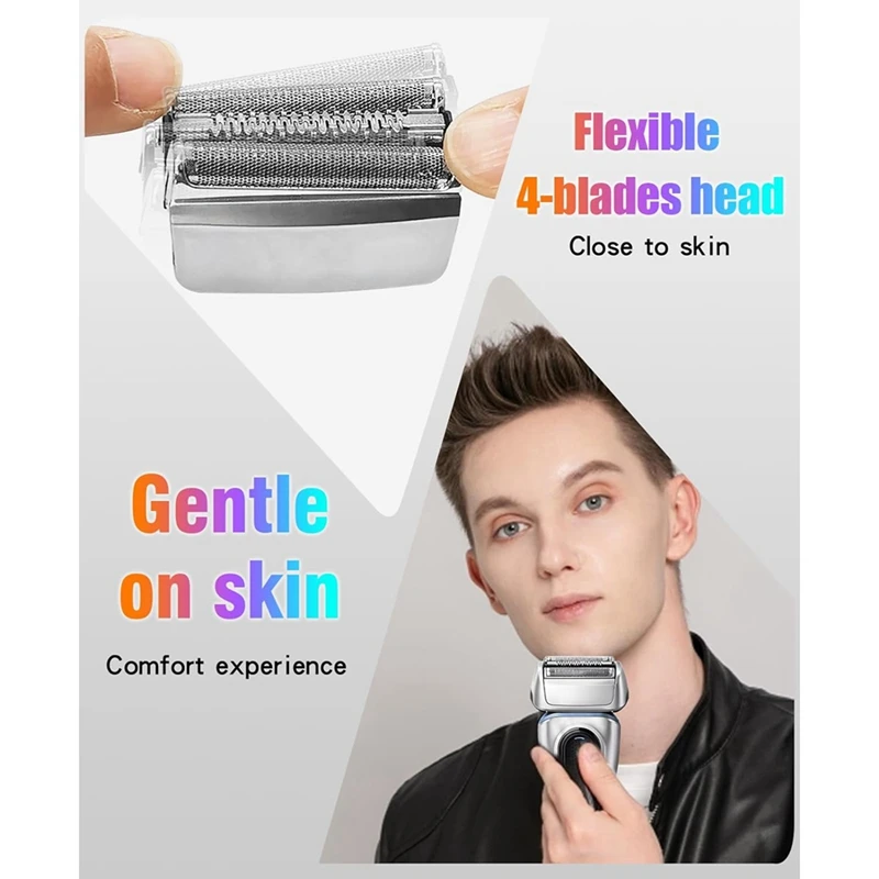 

2 Pack 83M Head Silver Plastic+Metal For Braun Series 8 S8 Replacement Head Electric Razor Blades Model 8370Cc,8340S,8350S,8467
