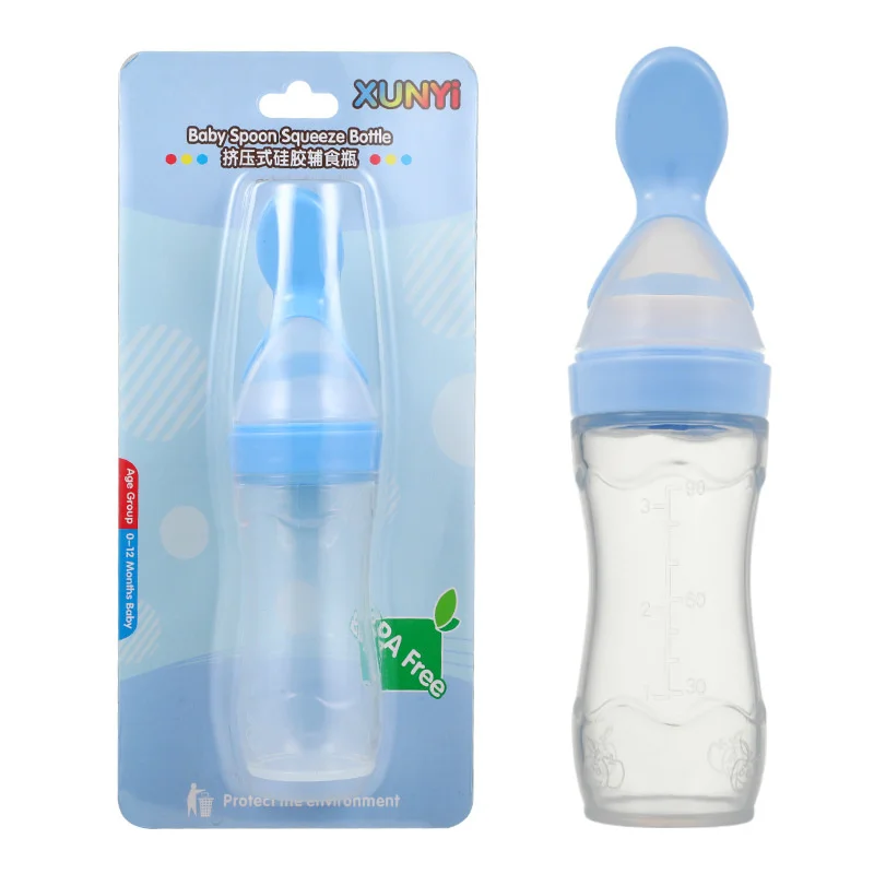 Baby Rijst Plakken Fles Baby Siliconen Melk Fles Squeeze Lepel Kinderen Complementaire Voedsel Fles Rijst Pasta Lepel Rijst Plakken