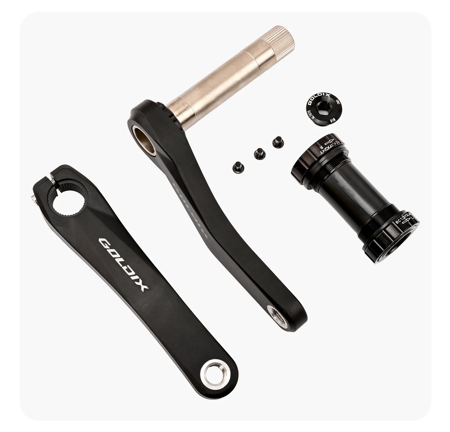 GOLDIX Kinderfahrrad-Kurbelgarnitur 110/127/140/150/155mm Länge Aluminiumlegierung Geschmiedeter Kurbelarm CNC-Bearbeitung mit Kettenblattschutz – Detail 8