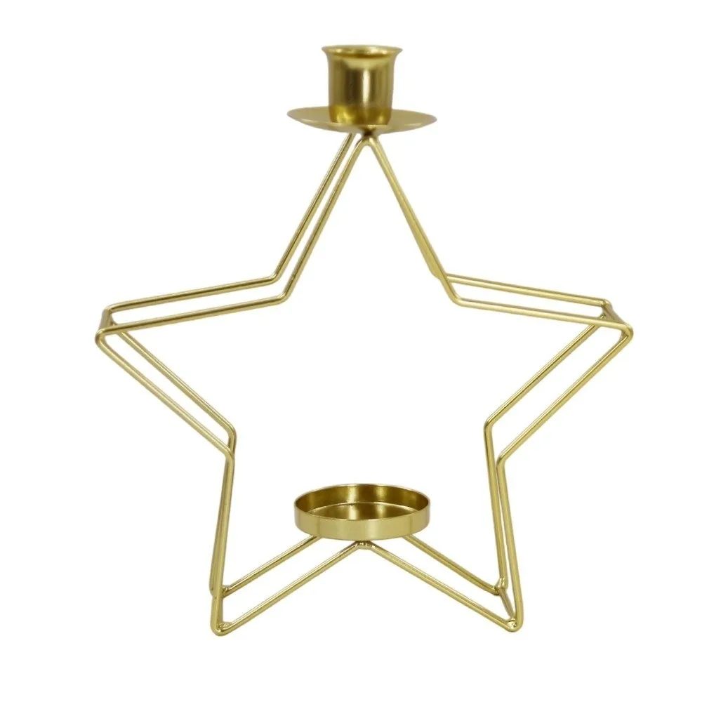 Iron Star Candle Holder Nordic Style Five Point Star Tabletop Candle Holder Minimalist Creative Decorative Candle Stand