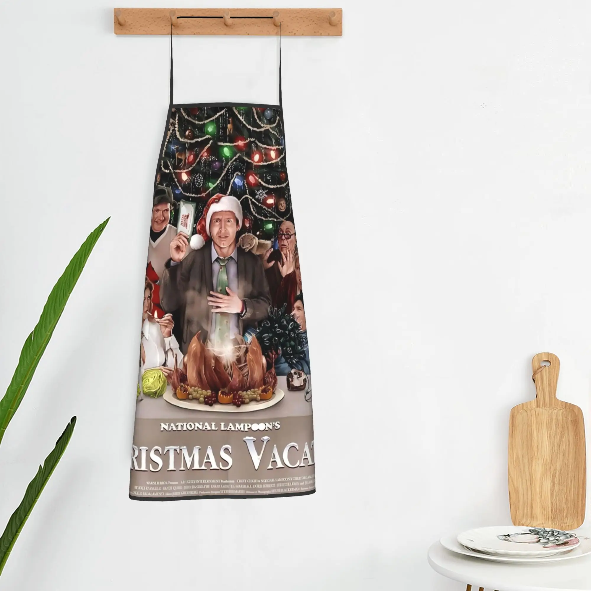 1pc National Lampoon's Christmas Vacation Inspired Apron -Duty Chef Bib with Clark Movie Design, Turkey & Family Gathering