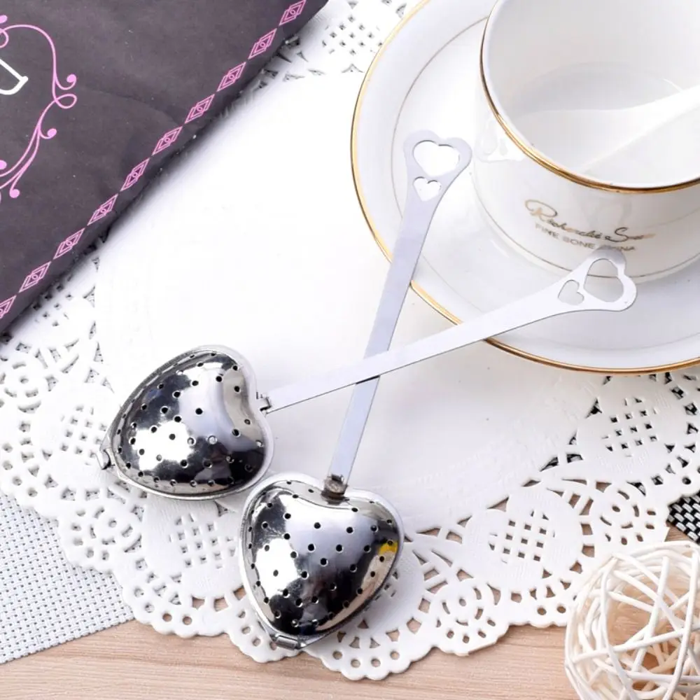 Cups Kitchen Stainless Steel Loose Leaf Tea with Handle Heart-shaped Strainer Spoon Tea Infuser Filter Diffuser