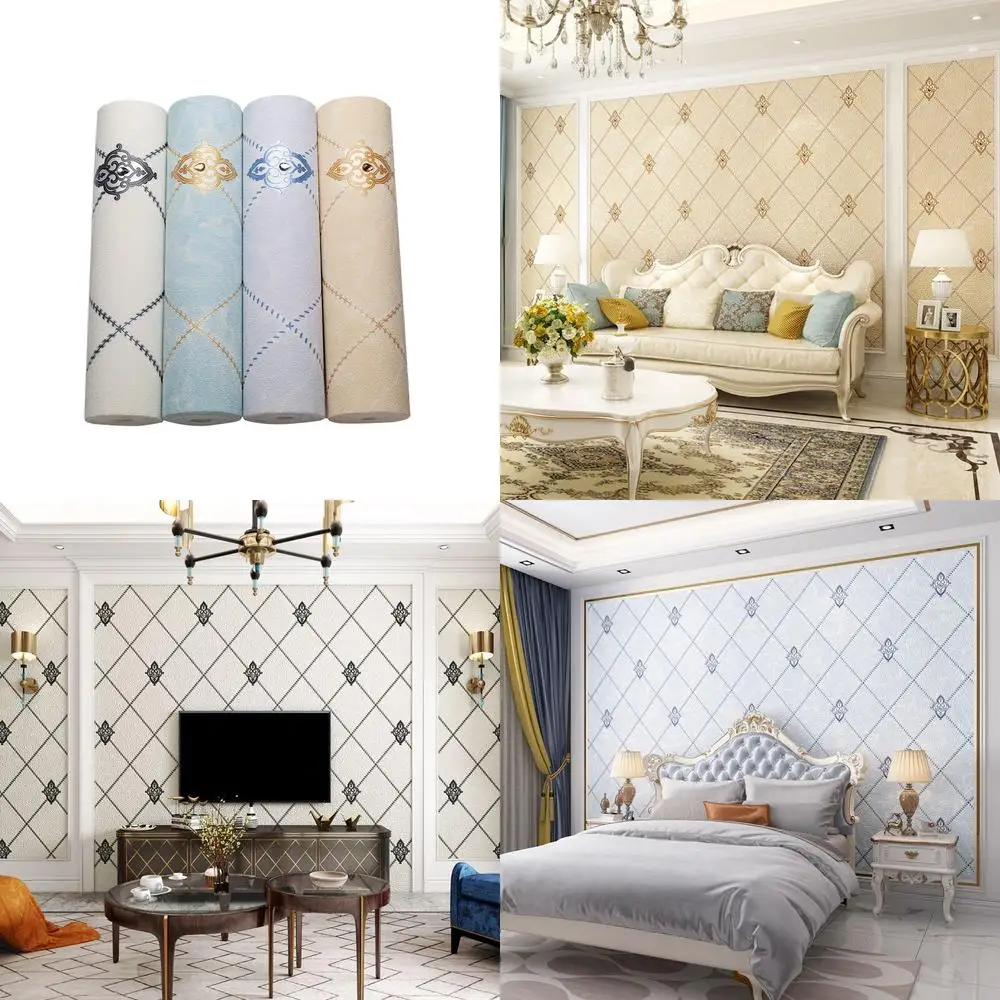 Rhinestone Embellished Simple European Faux Suede Velvet Wallpaper for Living Room Bedroom Wedding Room Full Coverage Elegant