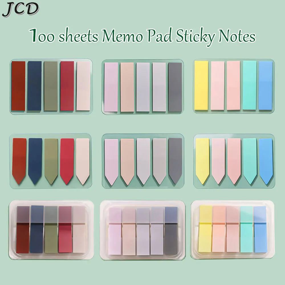 

JCD 100 Sheets Morandi Color Sticky Notes Memo Pad Self Adhesive Bookmark Memo Sticker School Office Stationery Supplies