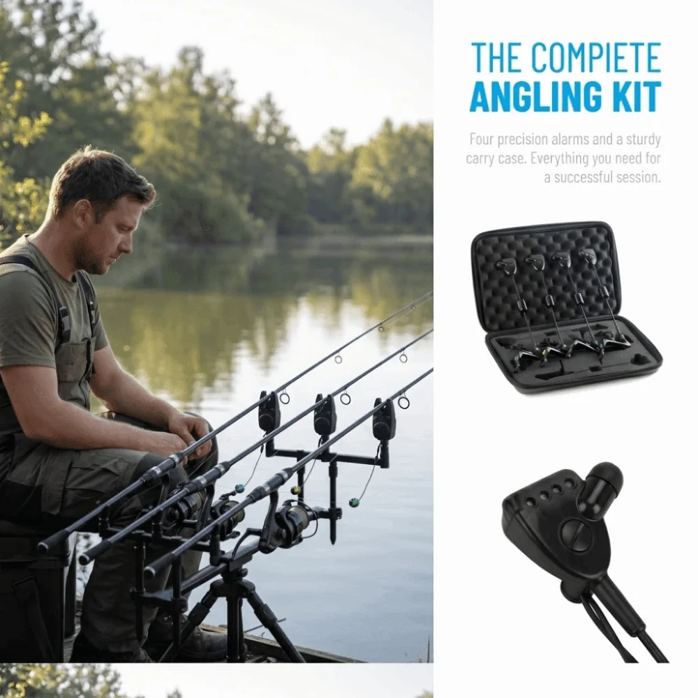 

4PCS Portable LED Illuminated Fishing Bite Alarm Sound Light Alert Sensitive Bite Alarm Hangers Fish Bite Indicator Carp Fishing
