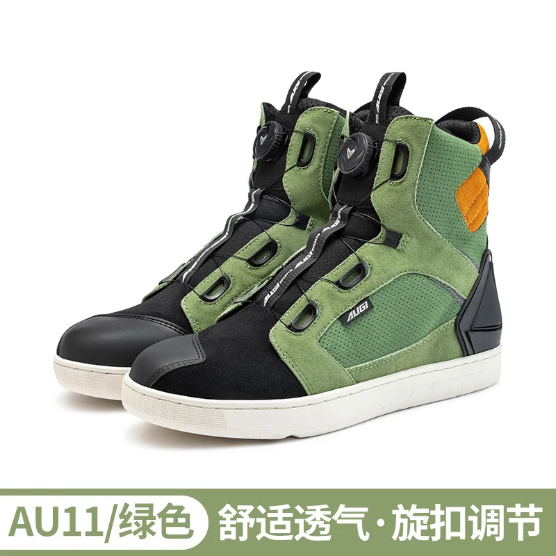 حذاء بوت للدراجات النارية باللون الأخضر غير قابل للانزلاق بوتاس موتو هومبر مرونة قوية بوتاس موتو موخير حذاء رجالي خفيف الوزن مقاوم للاهتراء #4