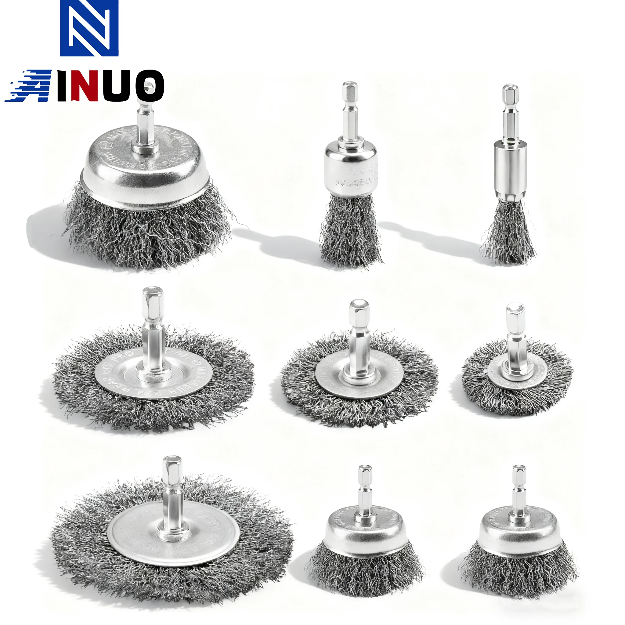 

9PCS Professional Wire Wheel Brush Set Carbon Steel Cup Wire Brush Hex Shank Wire Brushes Drill Attachments for Rust Removal