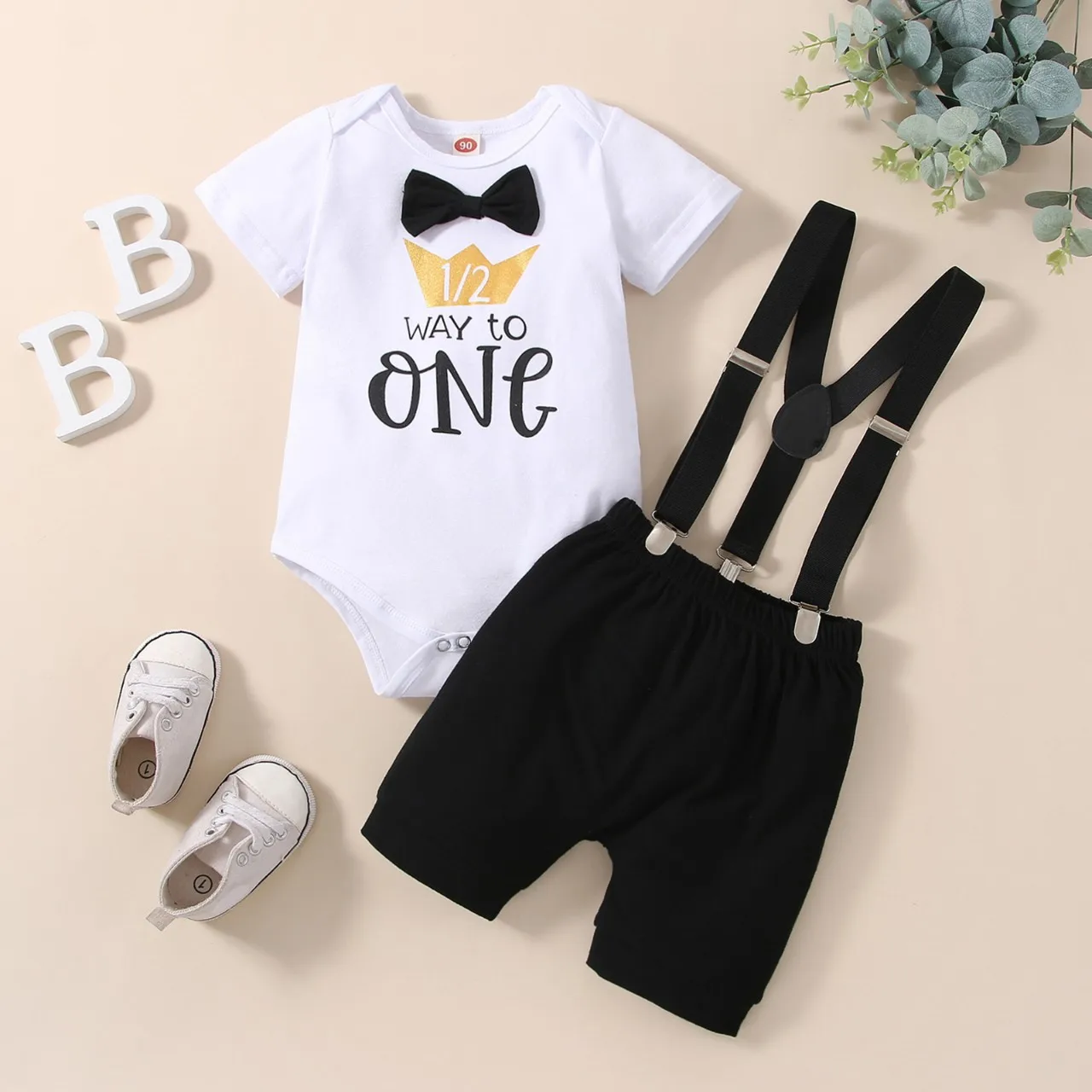 Mr Onederful 1/2 Birthday Cake Smash Outfit  Baby Clothes Set Newborn Photography Romper 0-18M Infant Toddler Photoshoot PP Pant