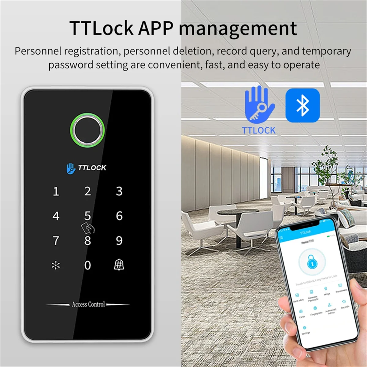 TTlock App بصمة مقاوم للماء التحكم في الوصول الهاتف APP قفل مغناطيسي قفل كهربائي بطاقة كلمة المرور التحكم في الوصول